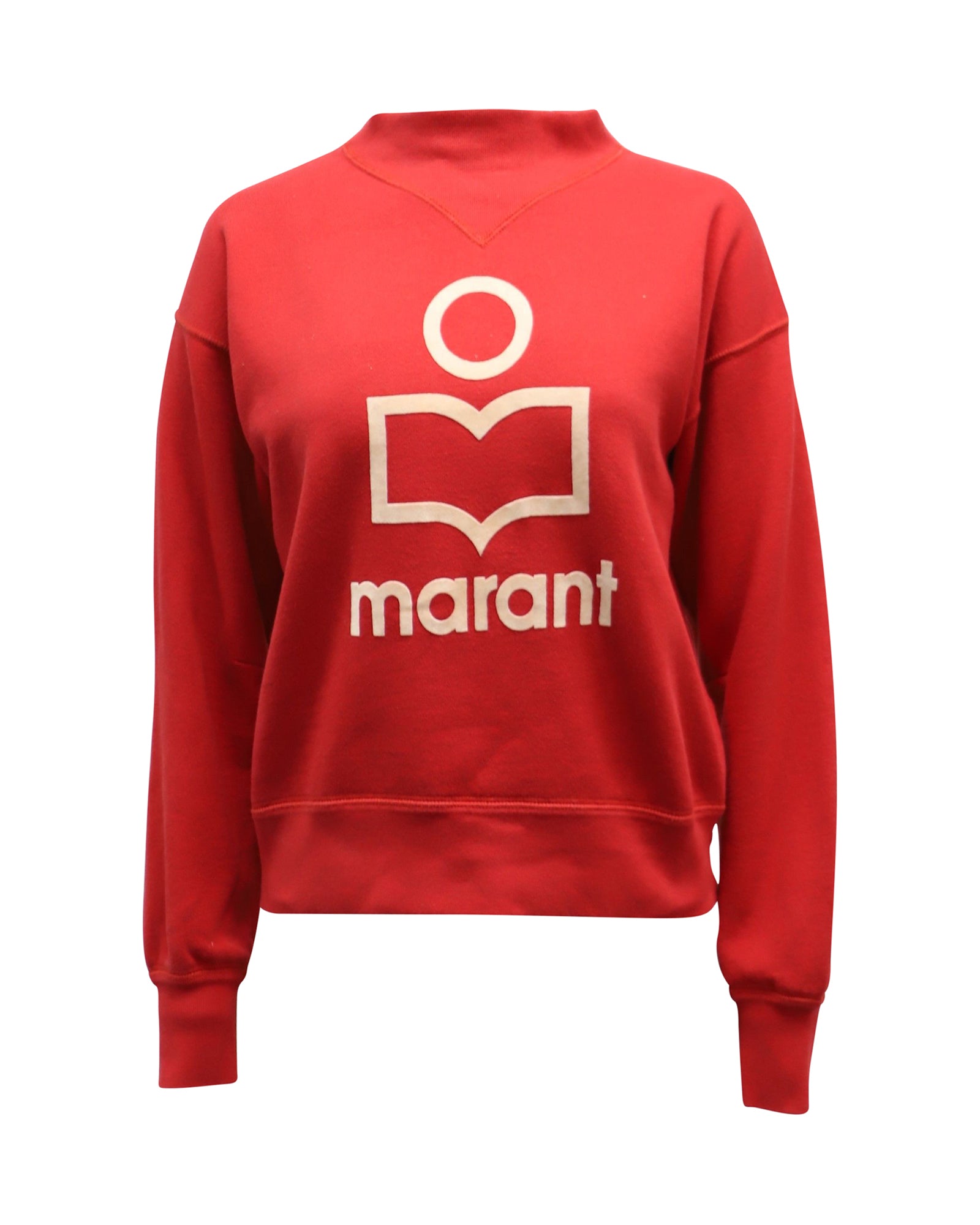 image of Isabel Marant Etoile Logo Print Sweater in Red Cotton