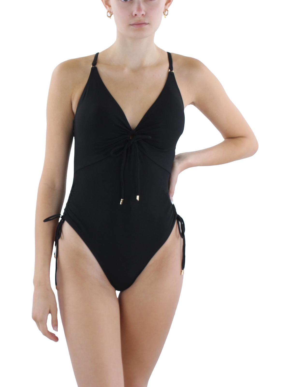 Robin Piccone Aubrey Womens Removable Padding Nylon One-piece Swimsuit In Black