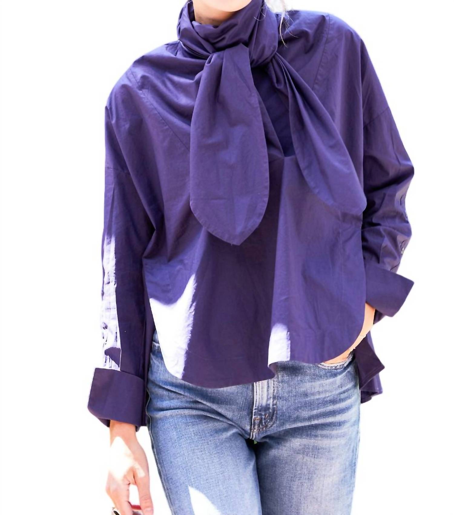 Shop Psophia Shirt With Neck Bow In Purple