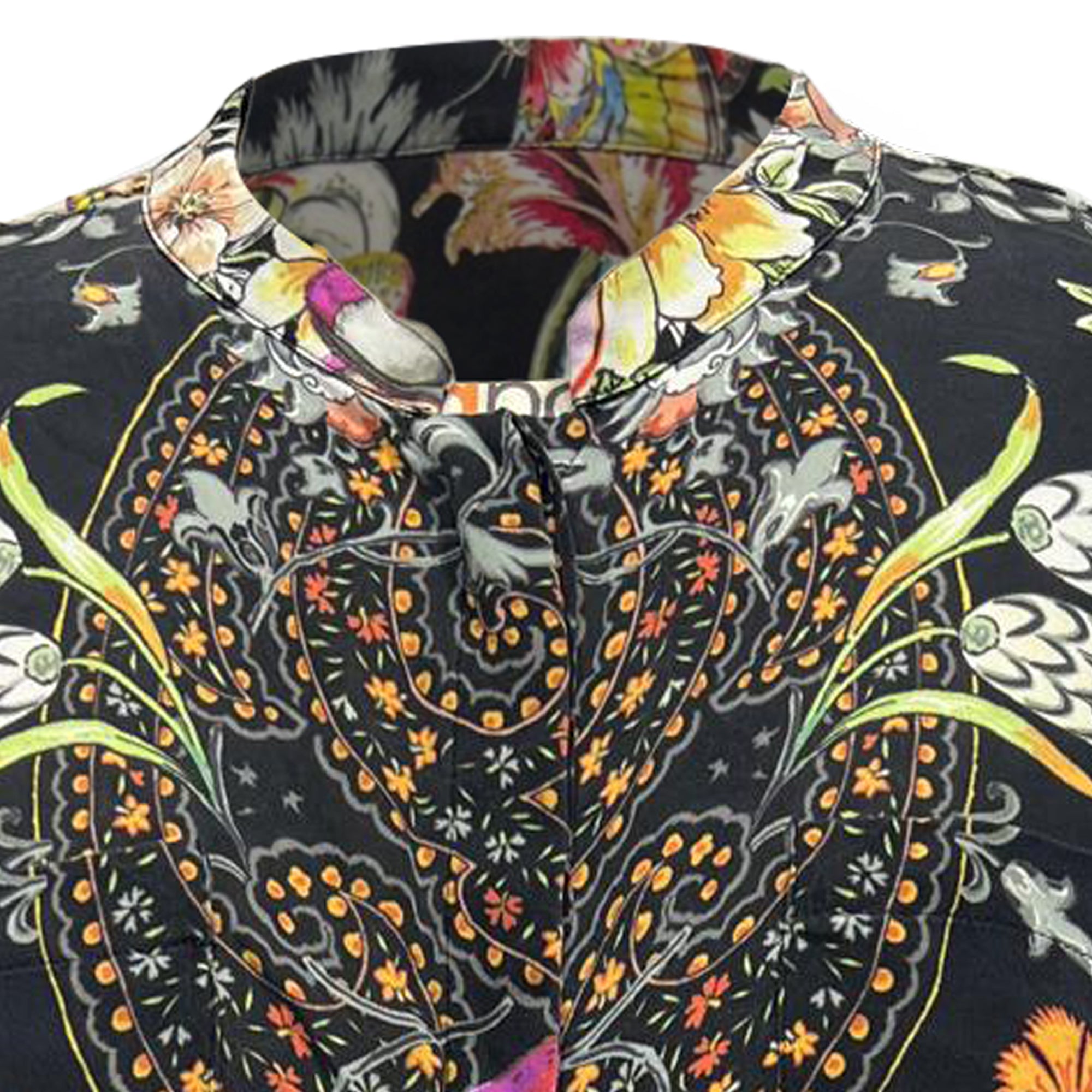 Etro Printed Long Sleeve Blouse in Black Silk