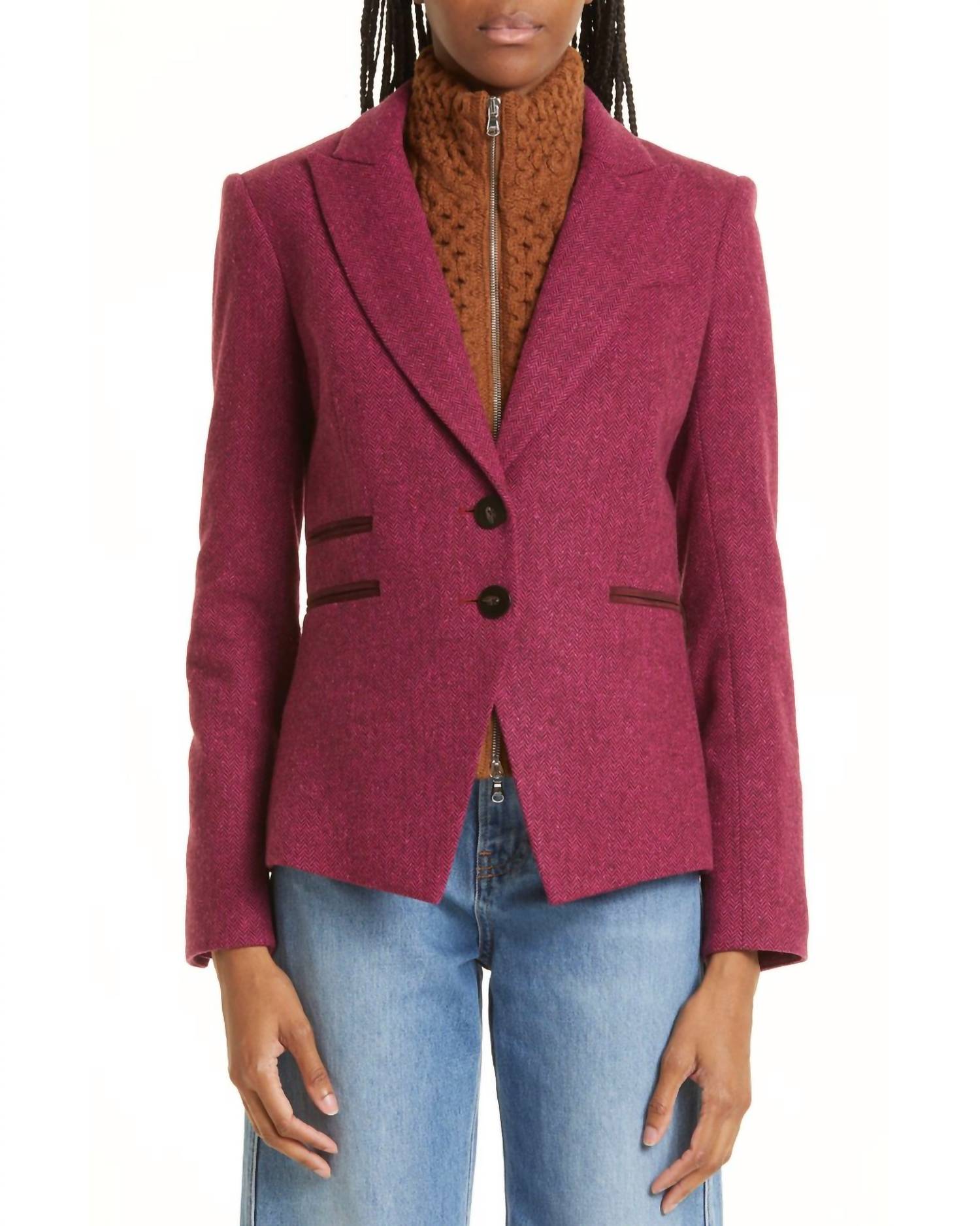 Veronica Beard Somner Dickey Jacket In Azelea/oxblood In Pink