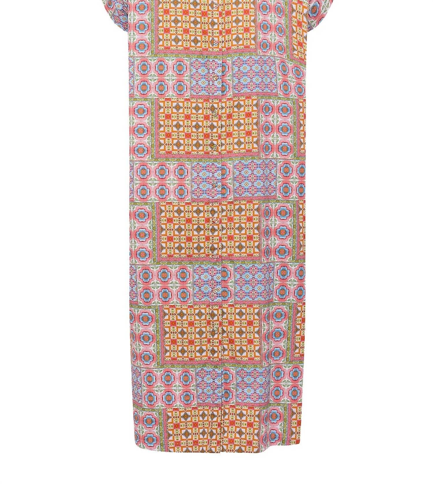 Shop Carolina K Valerie Kaftan Midi Dress In Mix Tiles Rose In Multi