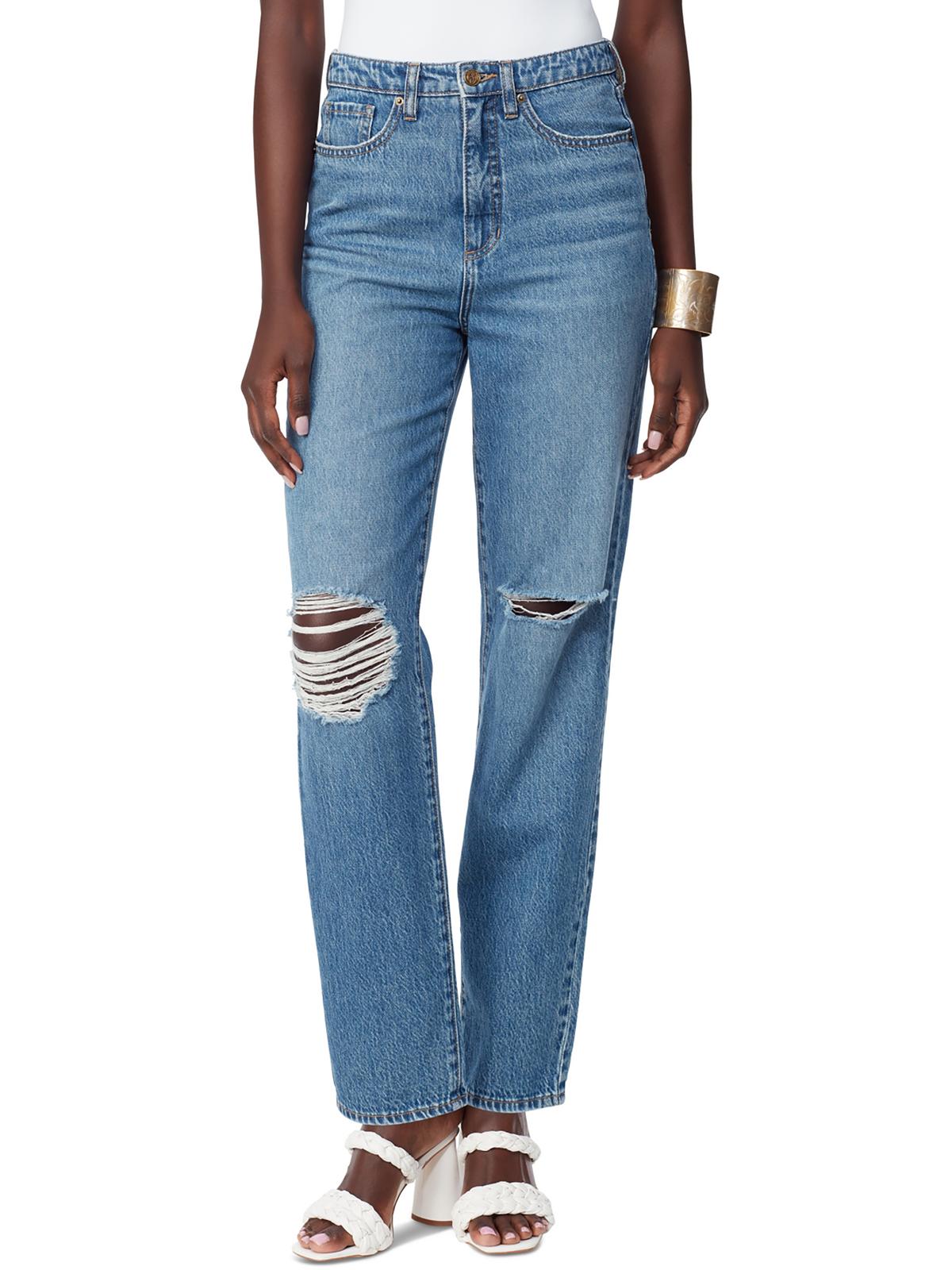 Shop Sam Edelman Yaro Womens High-rise 90s Pinched Waist Straight Leg Jeans In Multi