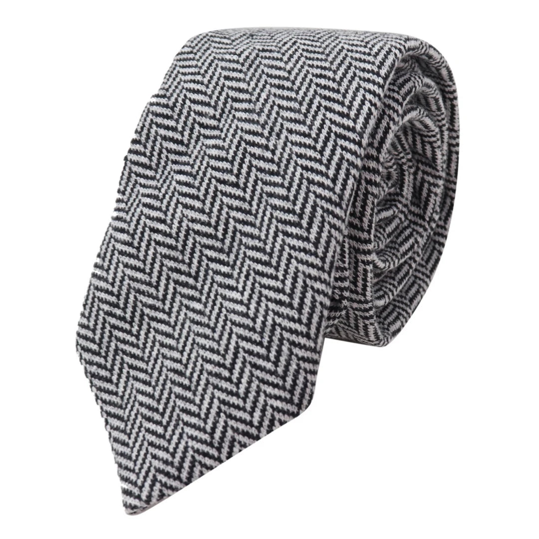 Tweed Tie Hankie Vintage Wool Herringbone