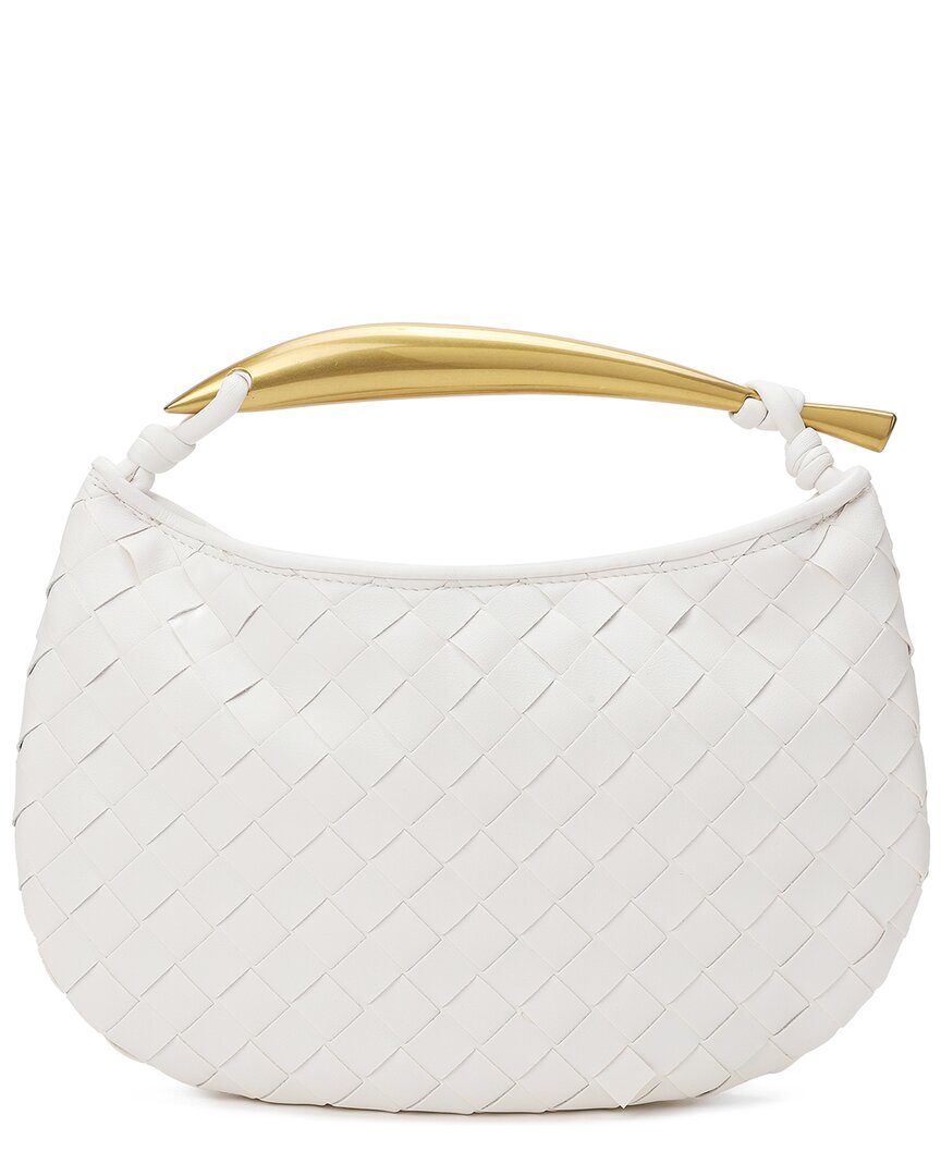 Tiffany & Fred Paris Woven Leather Top Handle Clutch In White