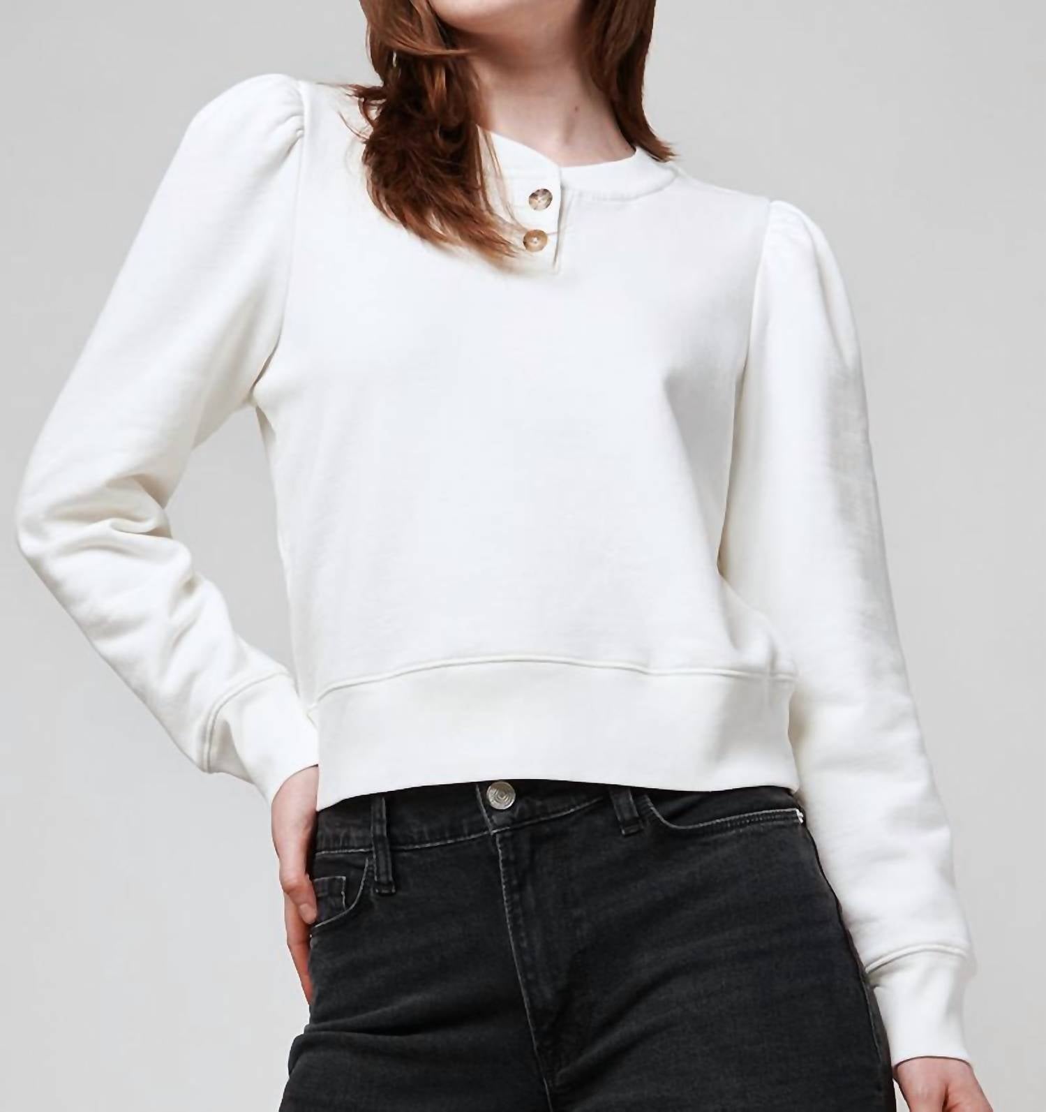 Shop Frame Femme Henley Sweatshirt In White