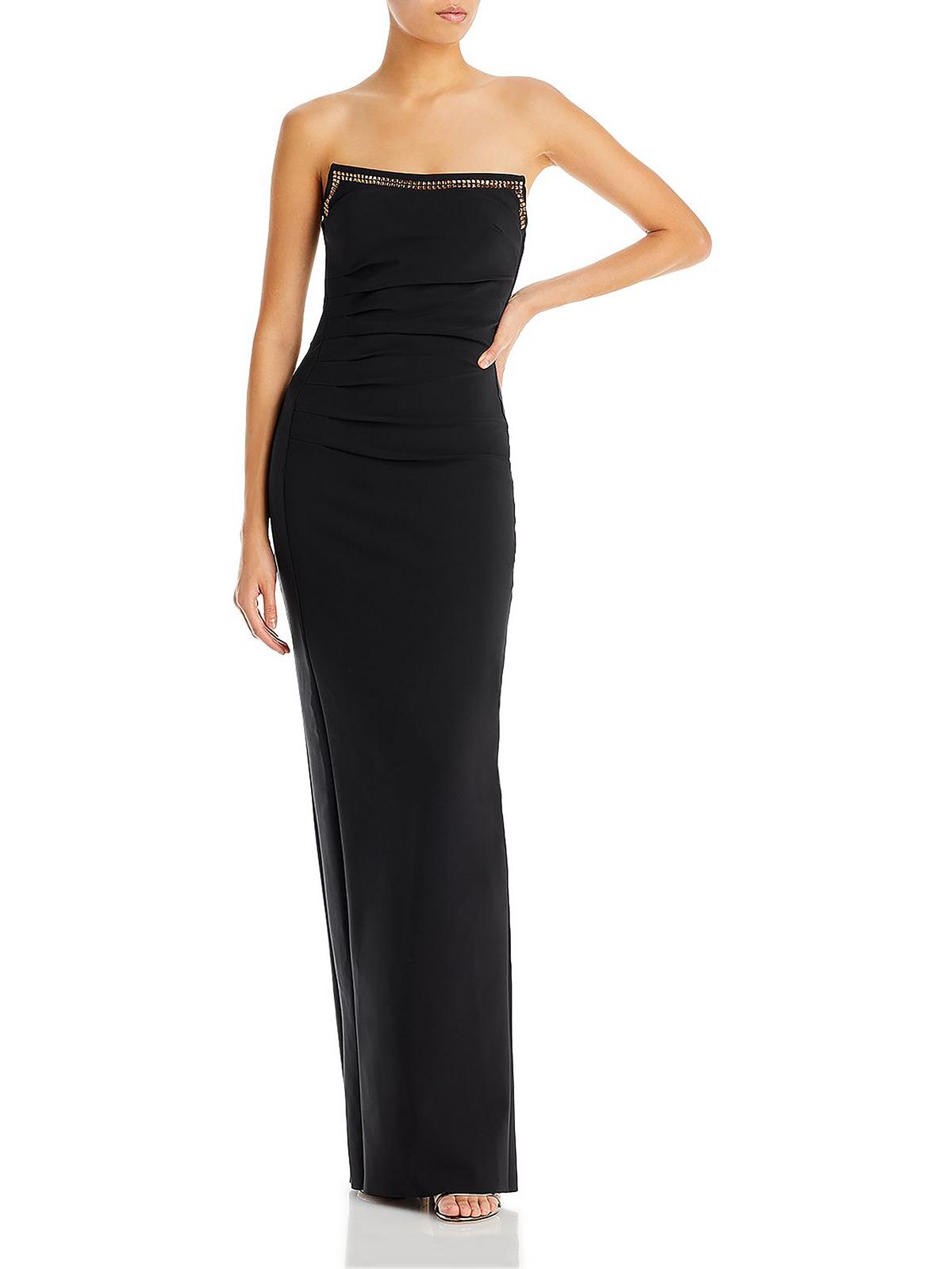 Chiara Boni Everly Womens Embellished Strapless Cocktail And Party Dress In Black