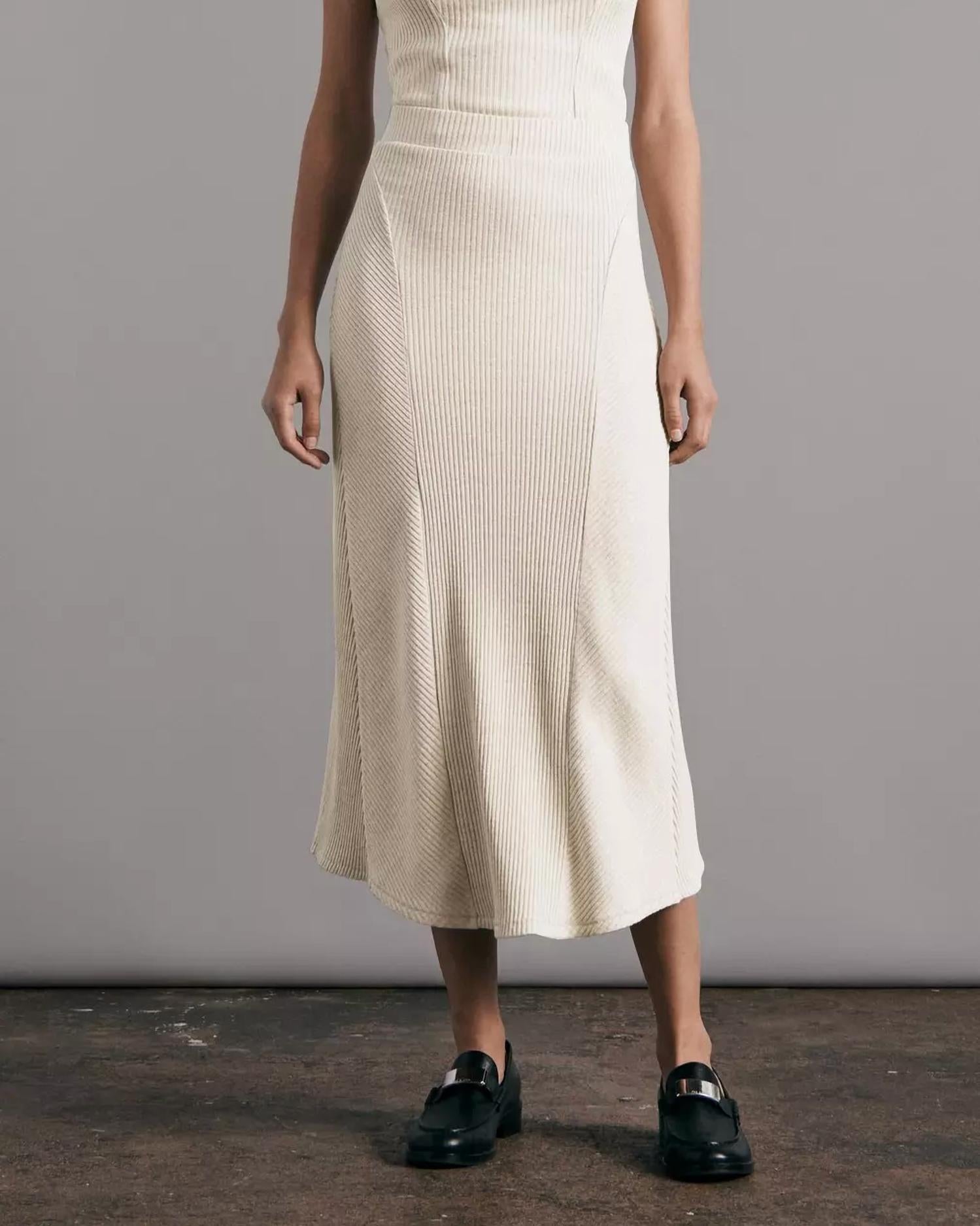 Shop Rag & Bone Echo Rib Skirt In Ivory In Beige