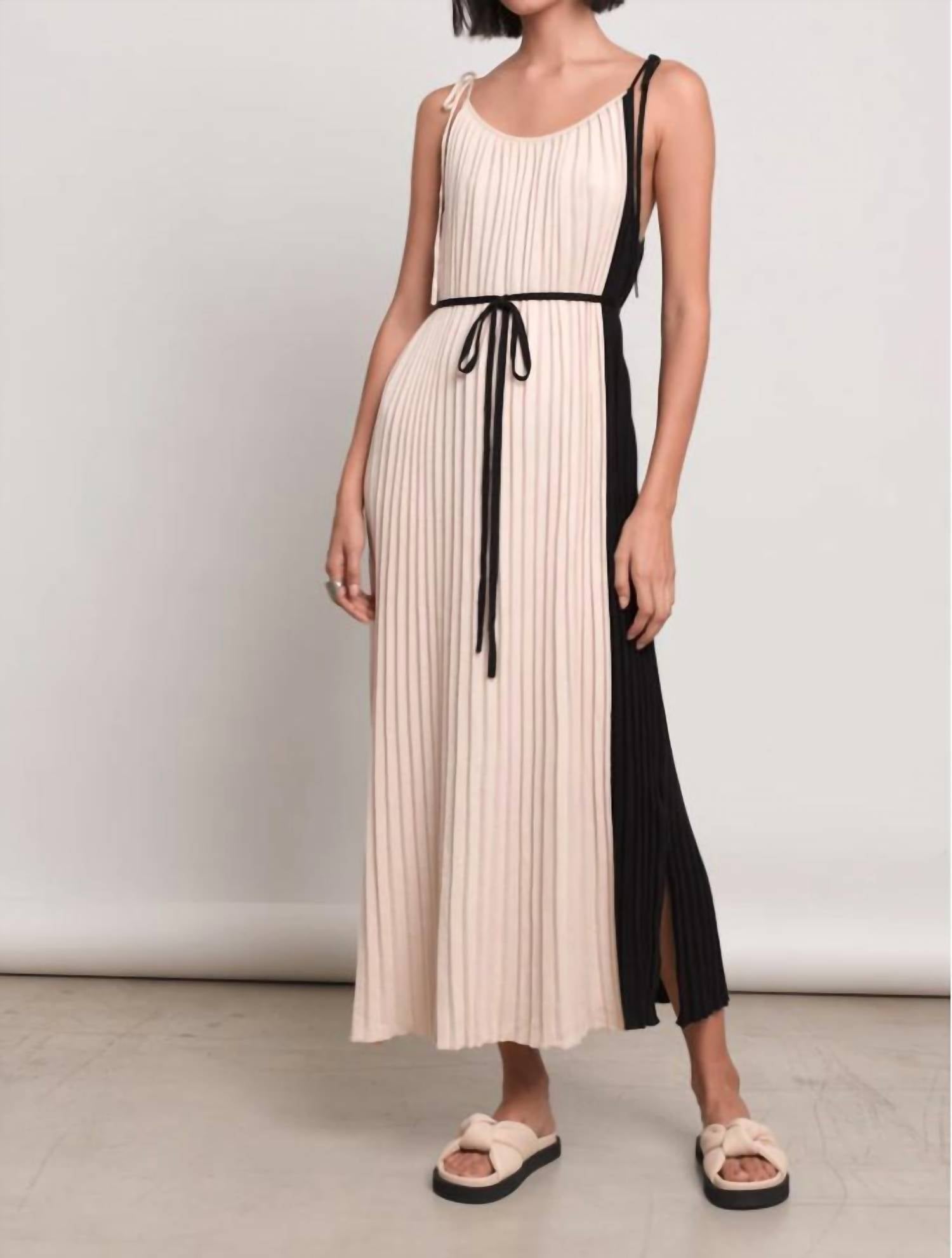 Shop Eleven Six Simone Dress In Black & Ivory In Beige