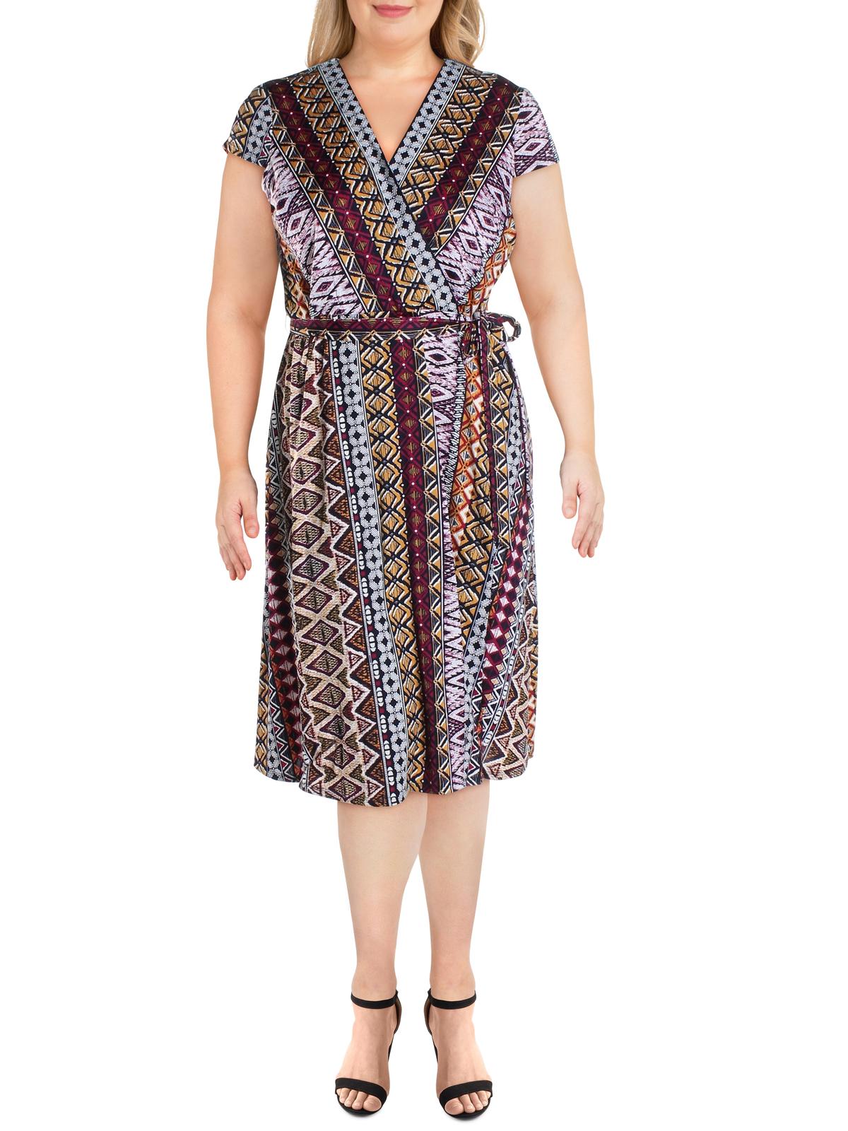 Shop Sandra Darren Womens Txtured Surplice Casual Dress In Multi