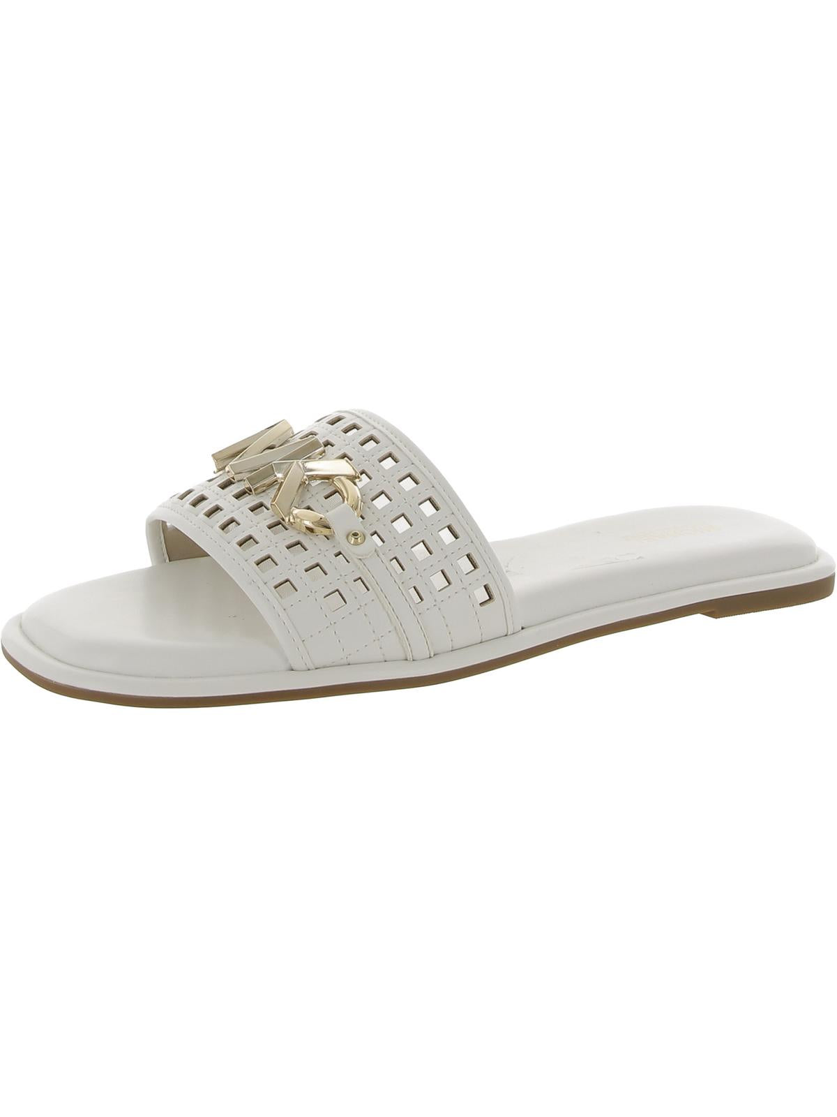 Shop Michael Michael Kors Womens Square Toe Flats Flatform Sandals In White