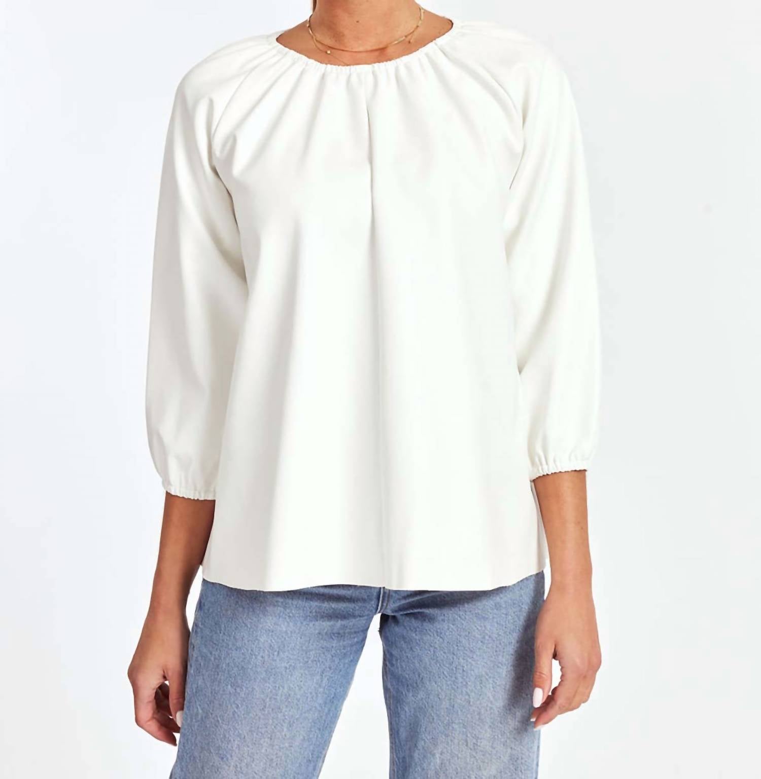 Shop Dolce Cabo Blakely Faux Leather Puff Sleeve Top In White