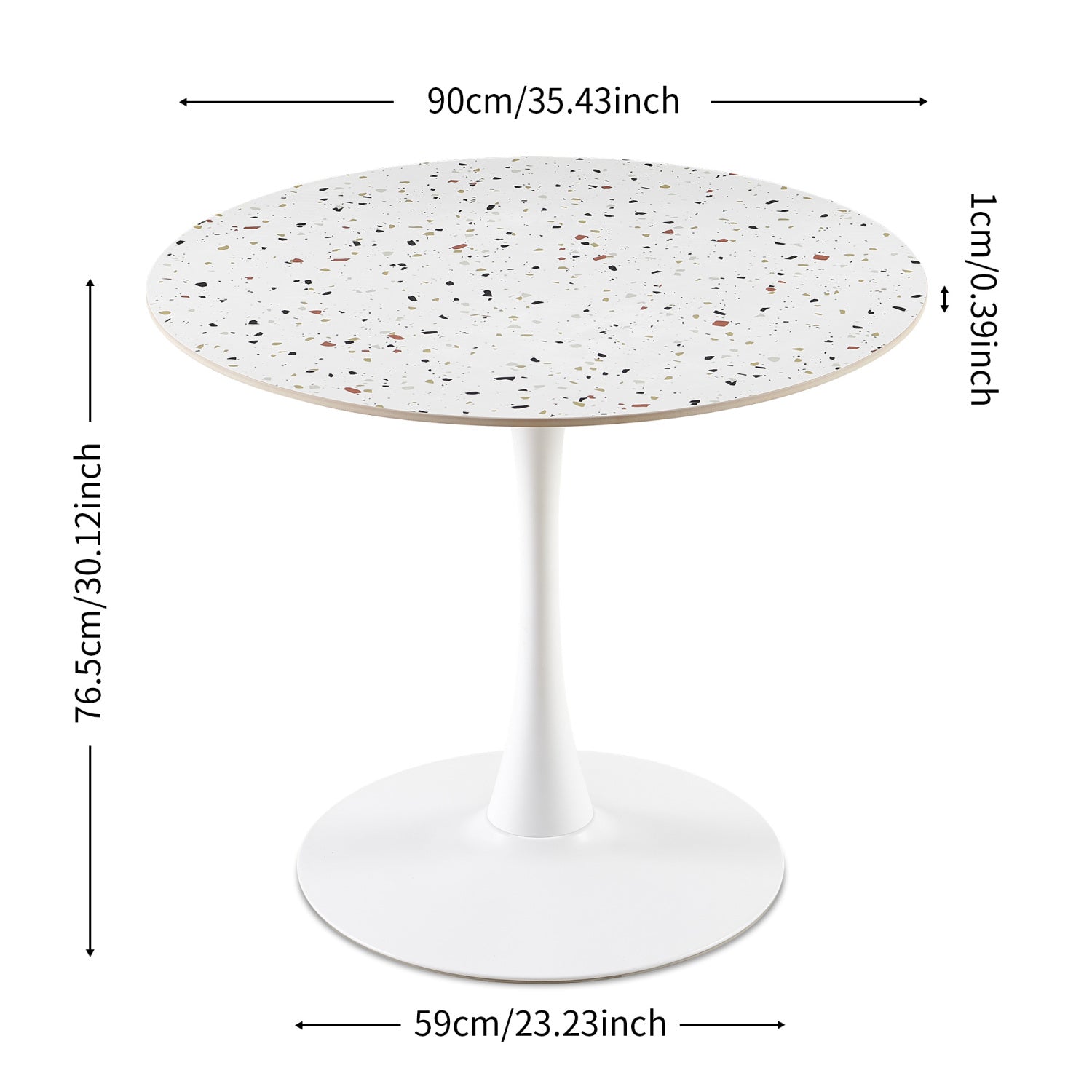 Streamdale White Round Mid-Century Dining Table