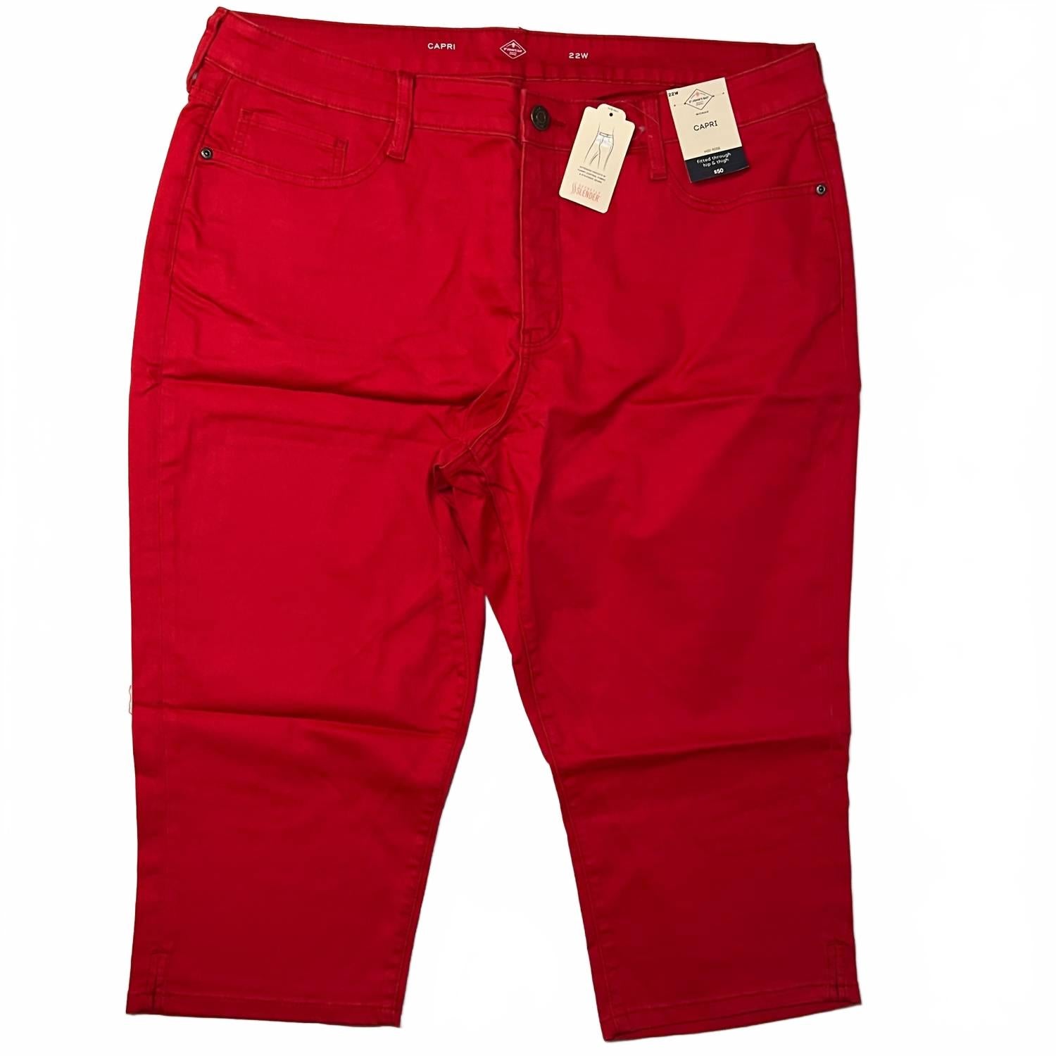St. John's Bay Women's Mid-rise Secretly Slender Capri Pants In Red In Red