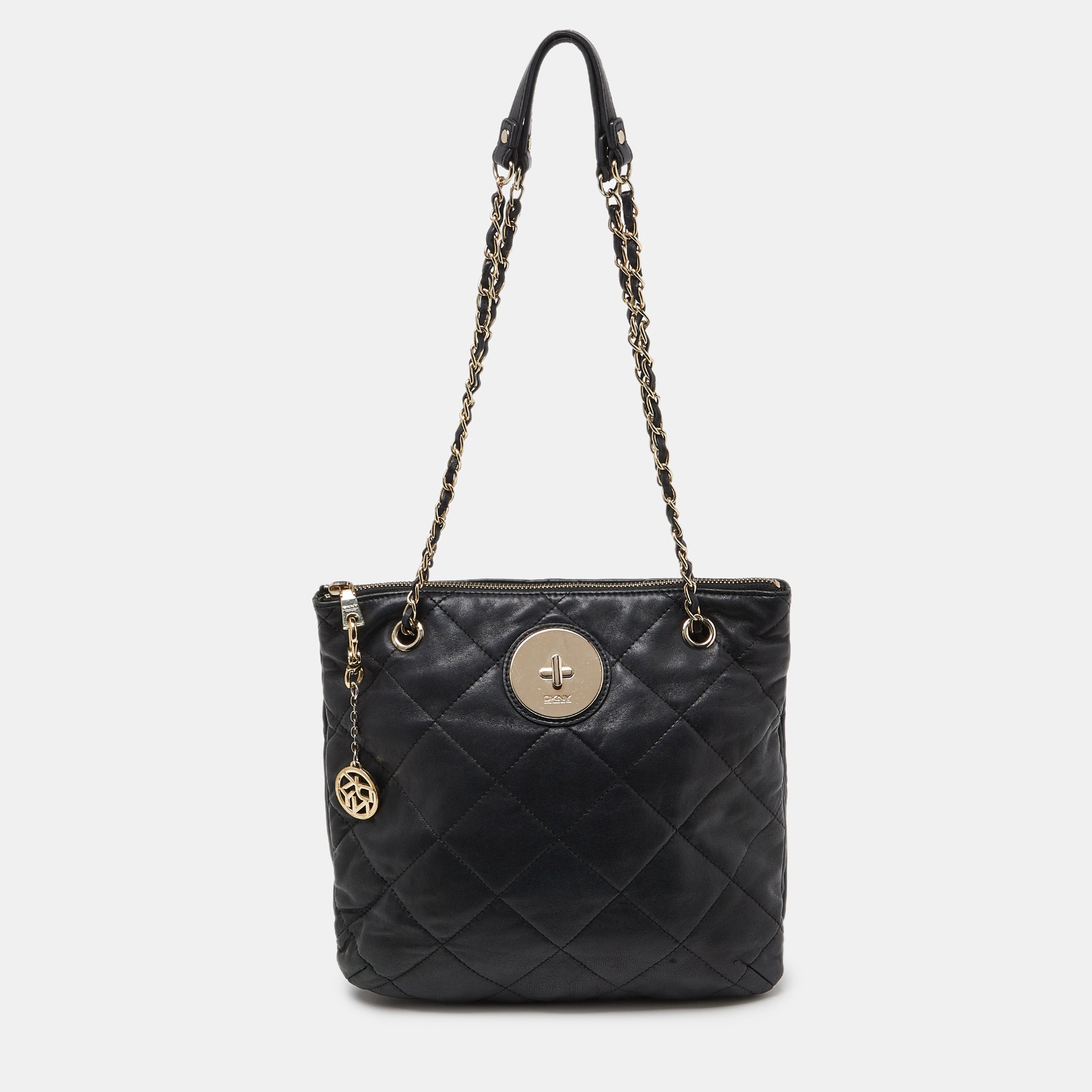 image of Dkny  Quilted Leather Zip Shoulder Bag