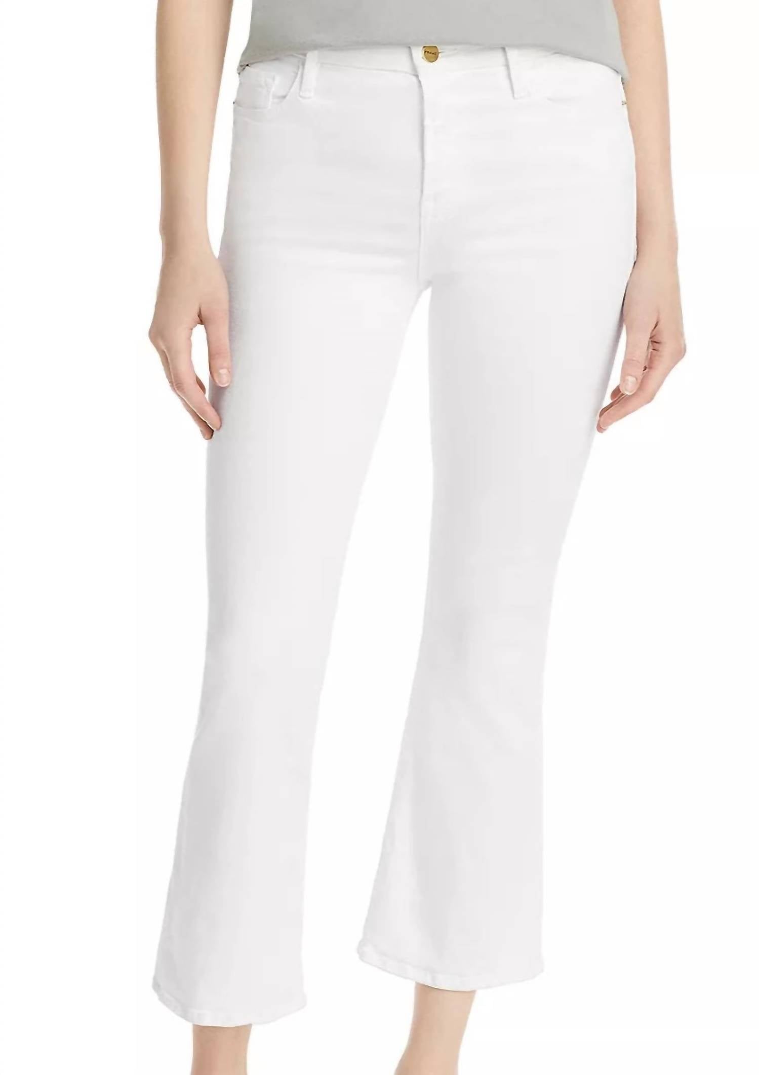 Shop Frame Le Crop Mini Boot Jeans In White