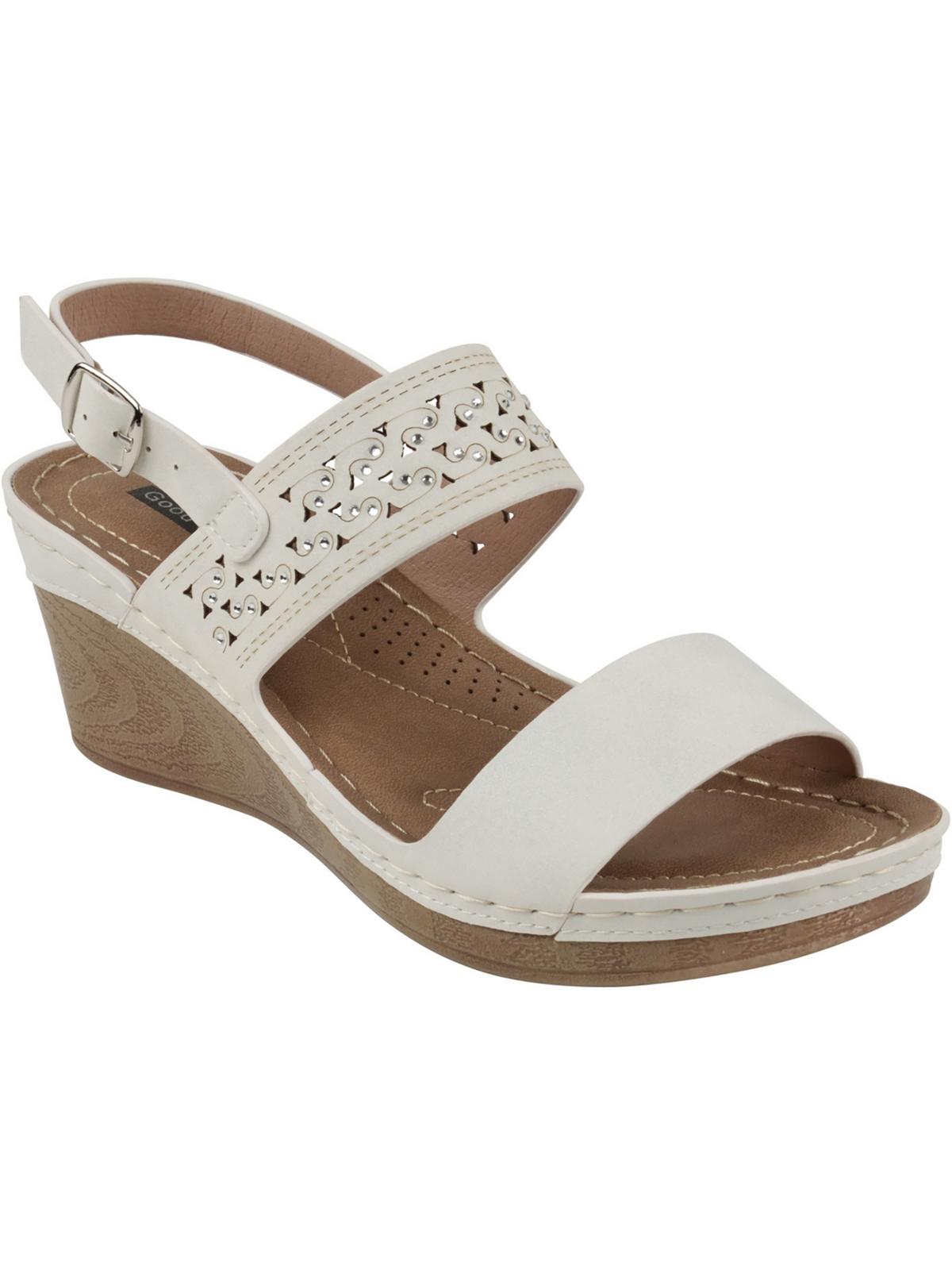 Good Choice Foley Womens Faux Suede Wedge Sandals In White