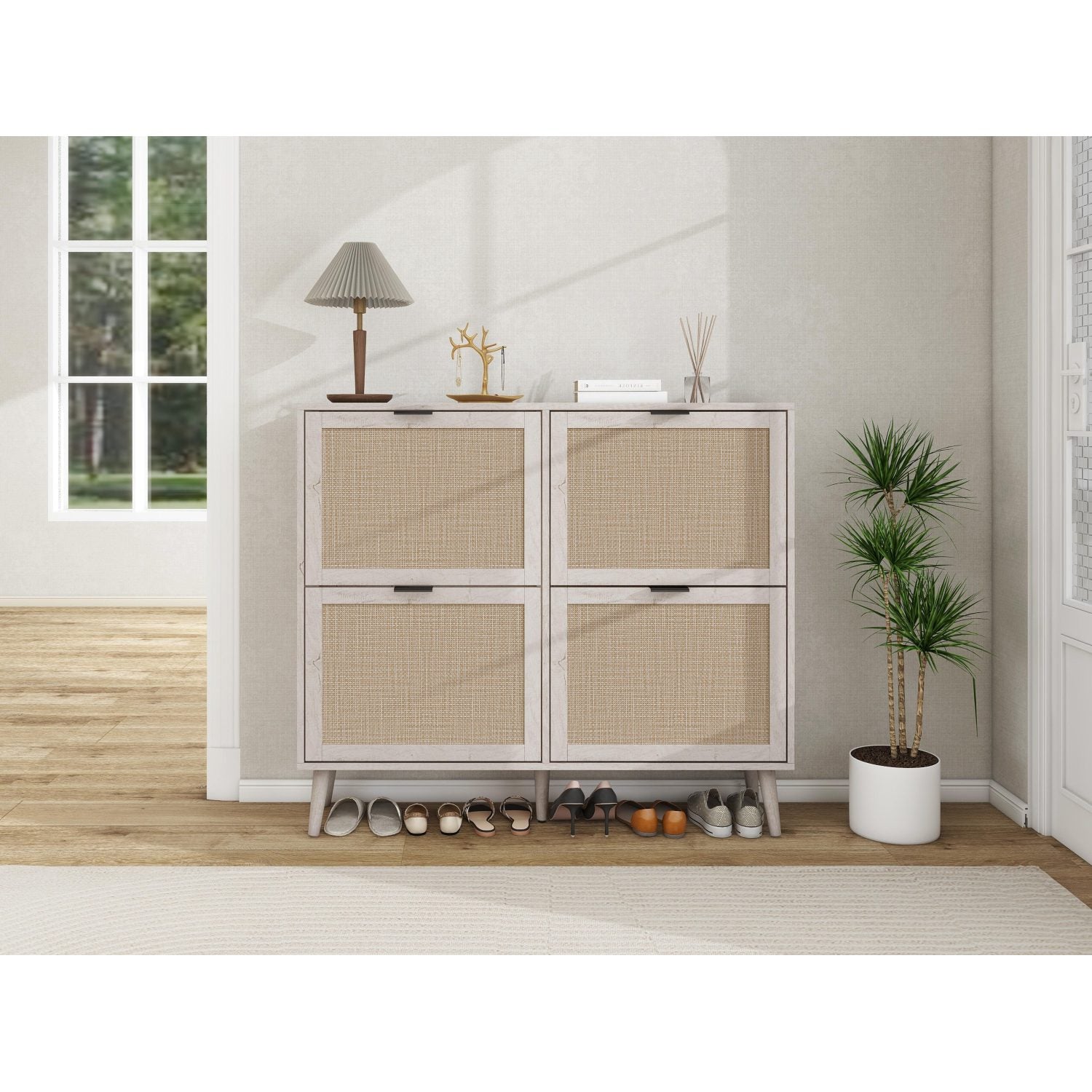 Streamdale 4-Door Shoe Rack, Freestanding Shoe Cabinet