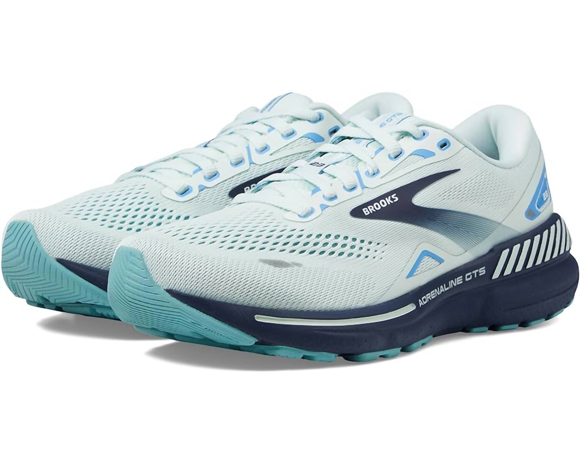 Brooks Women's Adrenaline Gts 23 Running Shoes ( B Width ) In Blue Glass/nile Blue/marina