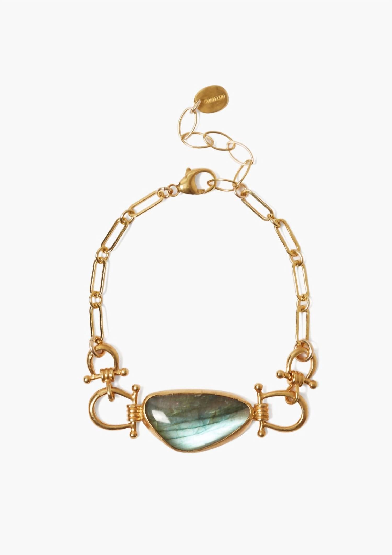 Chan Luu Bezel-set Charm Bracelet In Labradorite In Gold