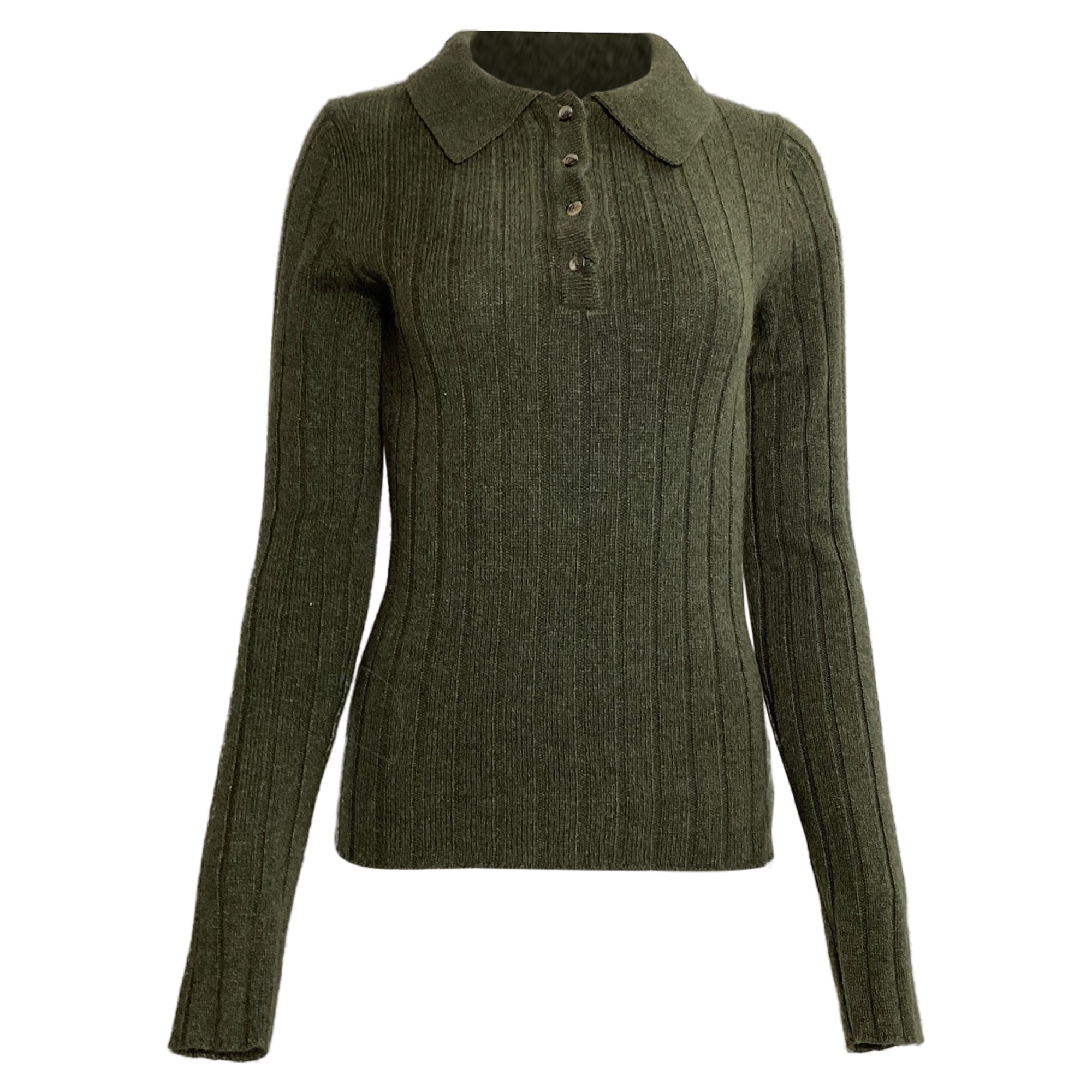 Khaite Hans Polo Jumper In Green Cashmere In Green