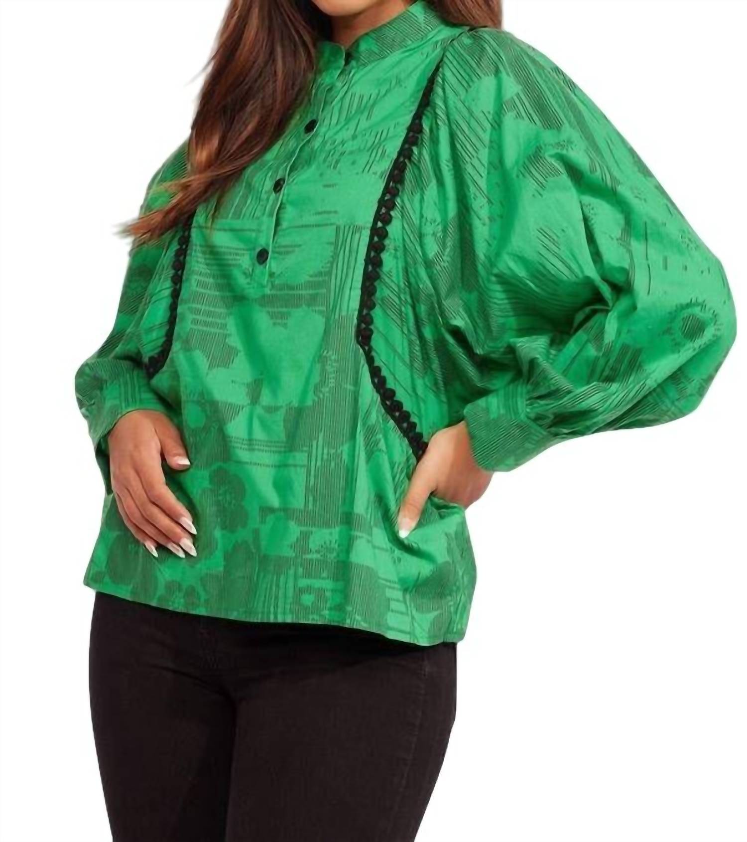 Eva Franco Neem Blouse In Evergreen Angelica In Multi