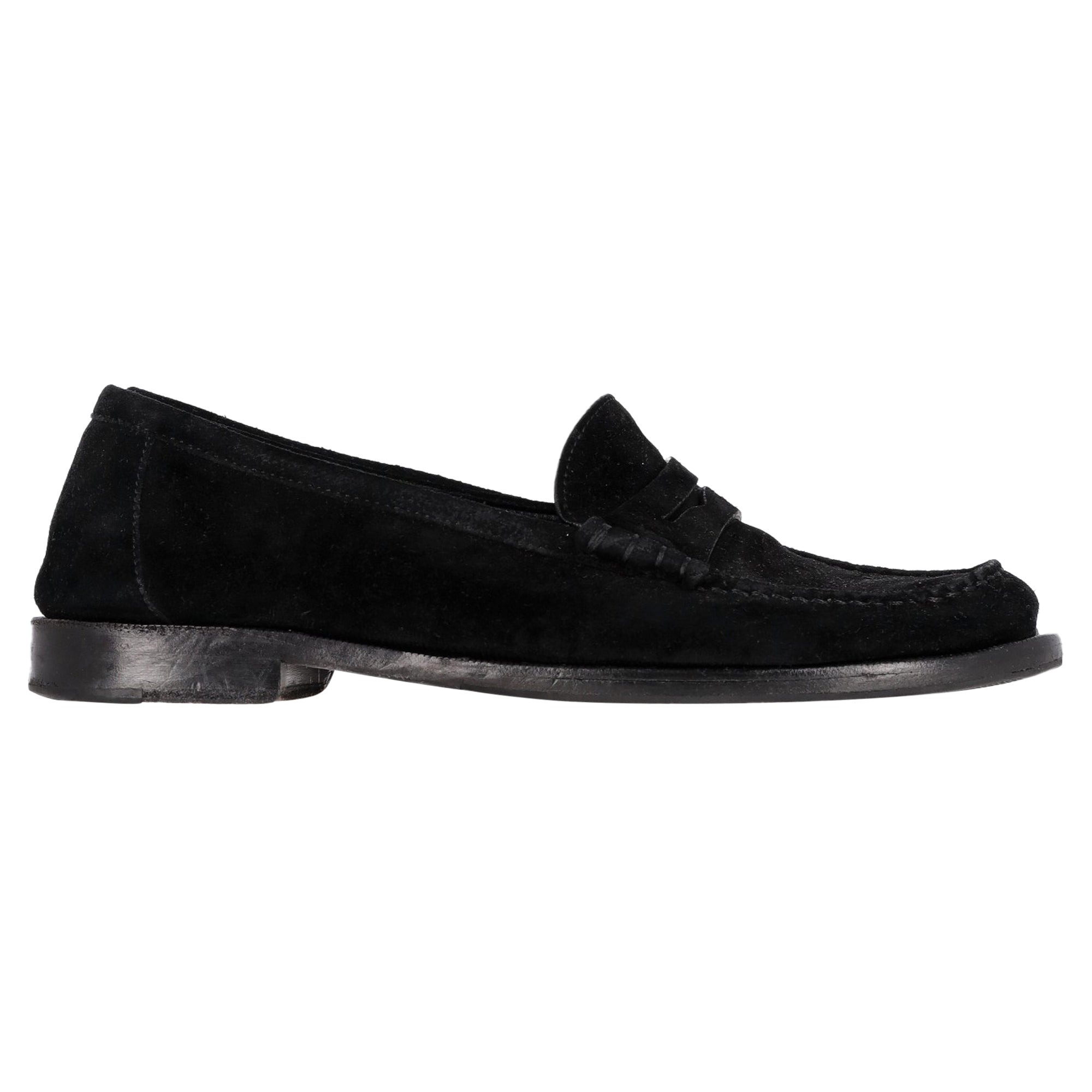 image of Saint Laurent Penny Loafers in Black Suede