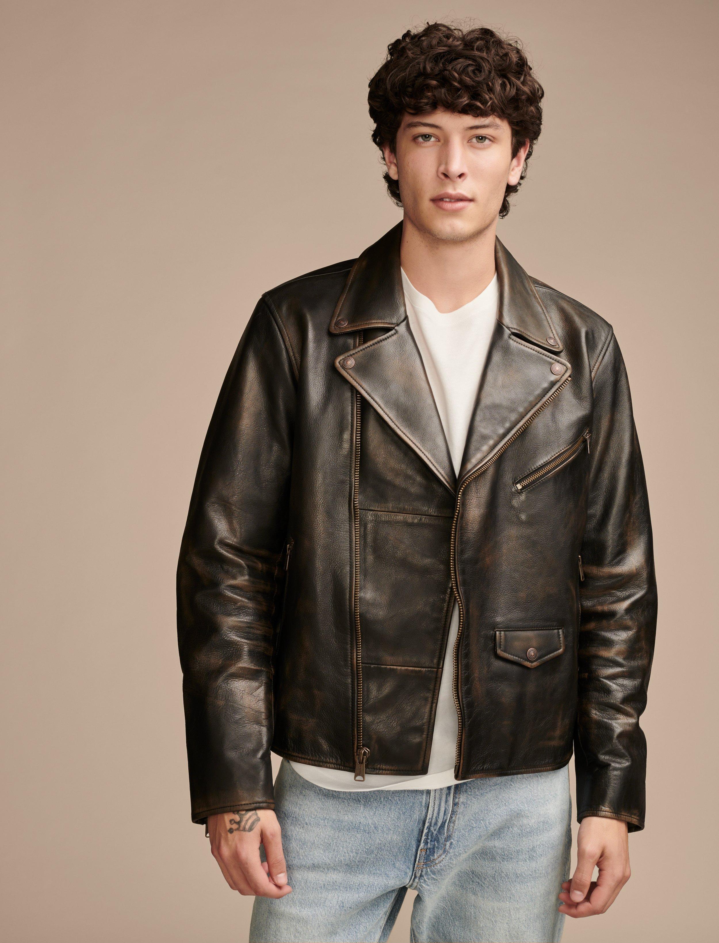 Lucky Brand Men's Vintage Leather Moto Jacket In Gold