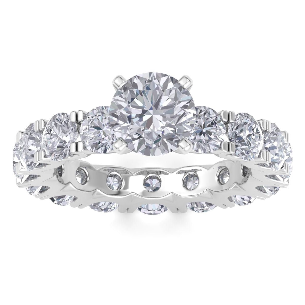 Shop Sselects 14 Karat White Gold 5 1/2 Carat Lab Grown Diamond Eternity Engagement Ring With 1 1/2 Carat Round Br In Silver