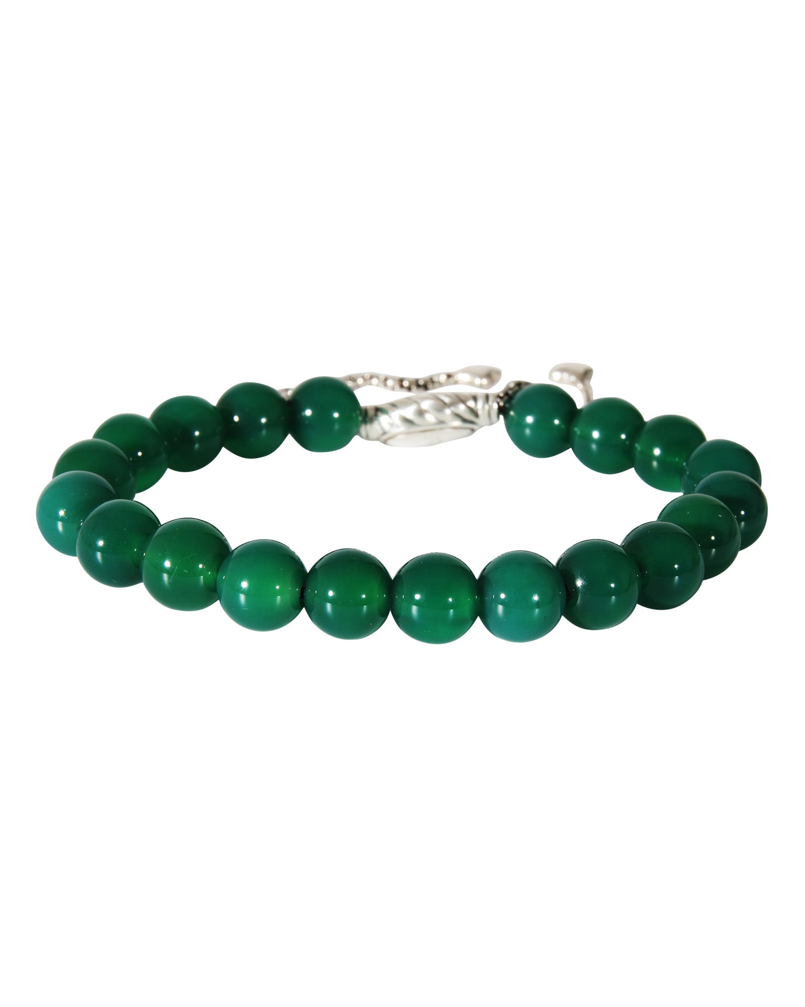 Shop David Yurman Dyed Chalcedony Spiritual Bead Bracelet In Sterling Silver In Green