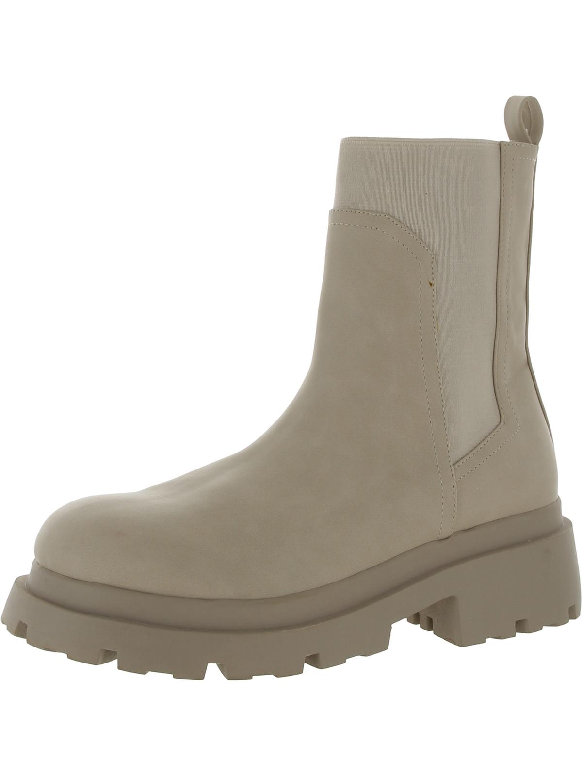 Shop Dolce Vita Womens Faux Leather Ankle Chelsea Boots In Beige