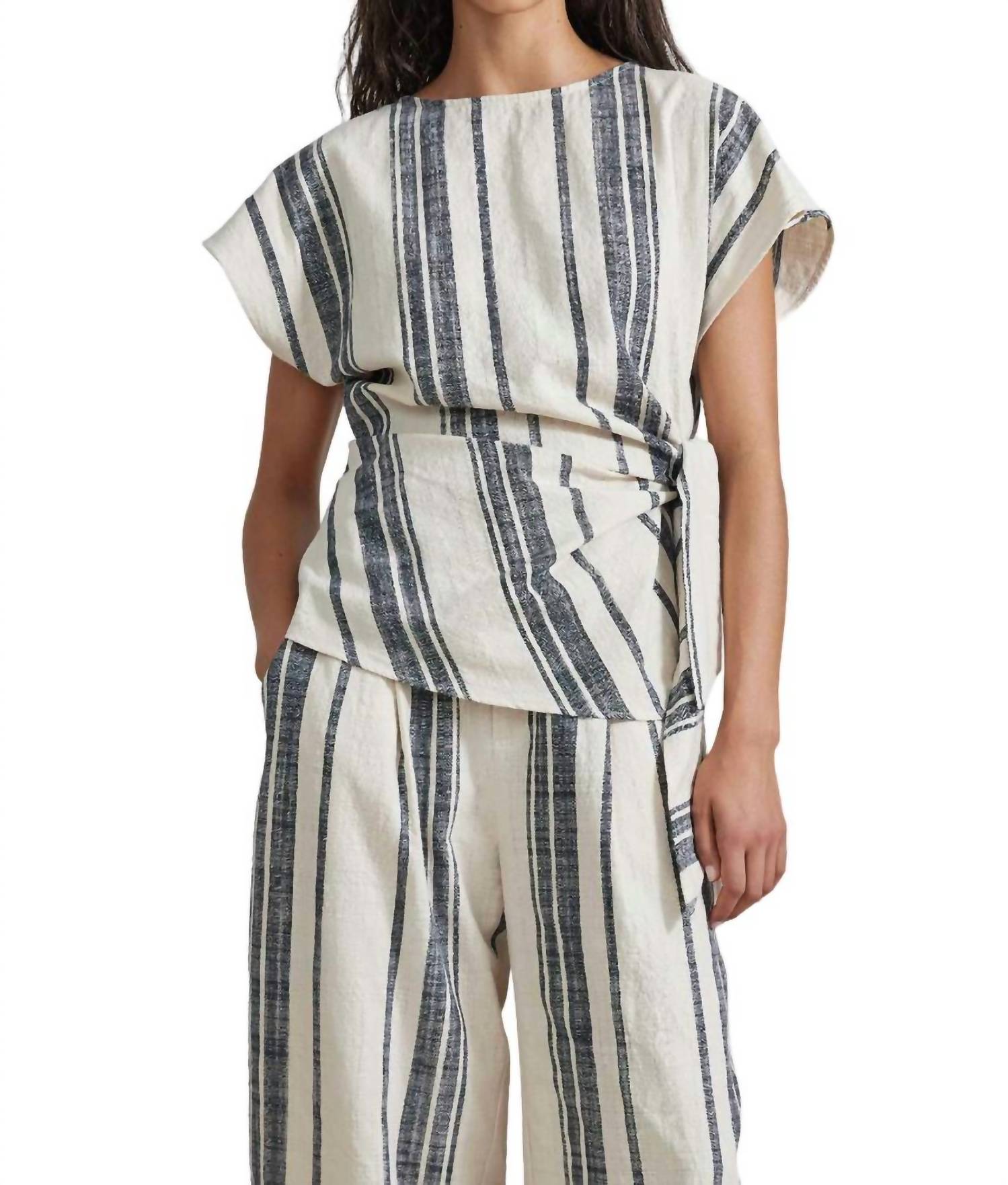 Apiece Apart Lydda Tie Top In Cream Bold Stripe In Multi