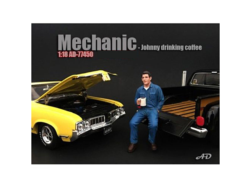 American Diorama Mechanic Johnny Drinking Coffee Figurine / Figure For 1:18 Models By  In Animal Print