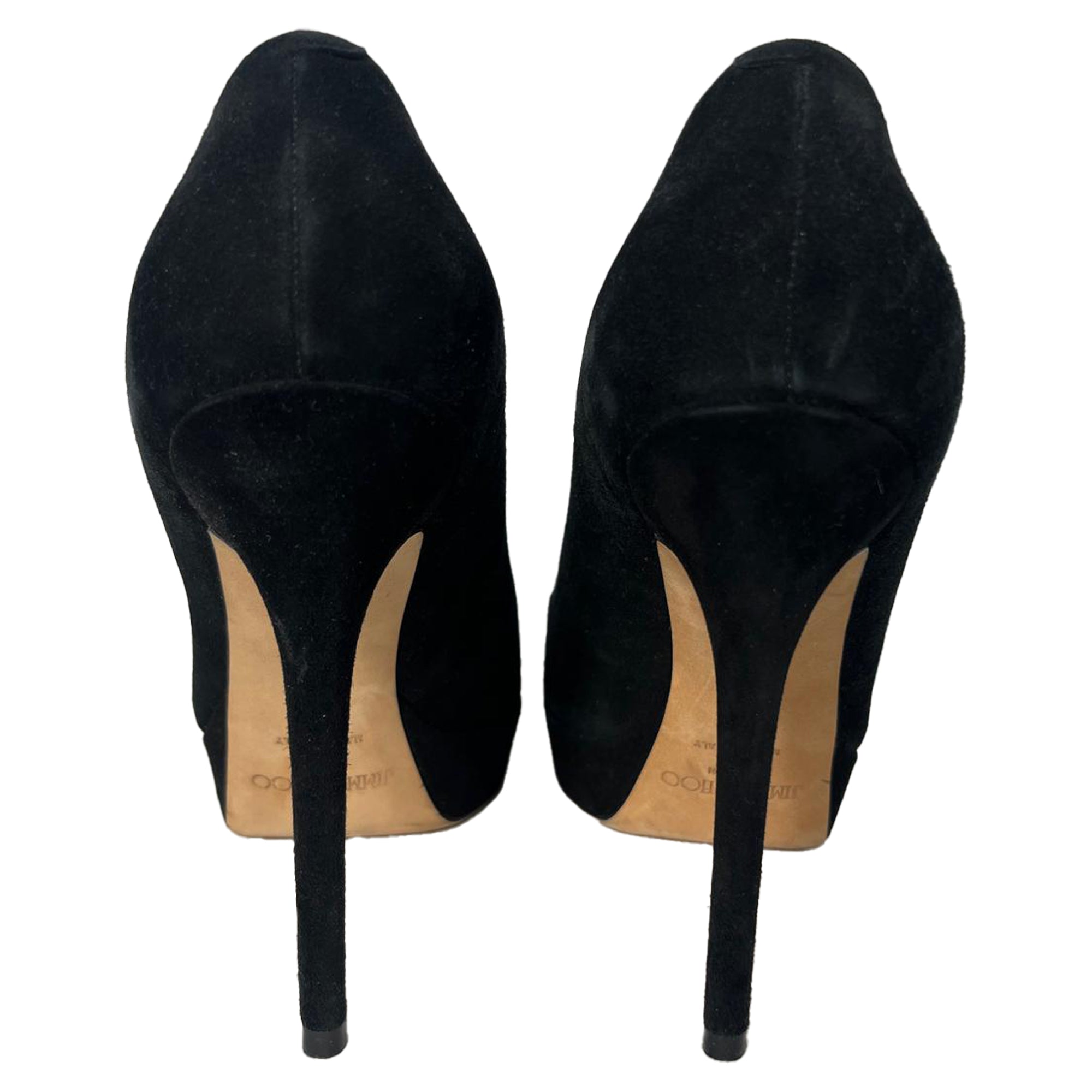 Jimmy Choo Dahlia Peep-Toe Platform Pumps in Black Suede