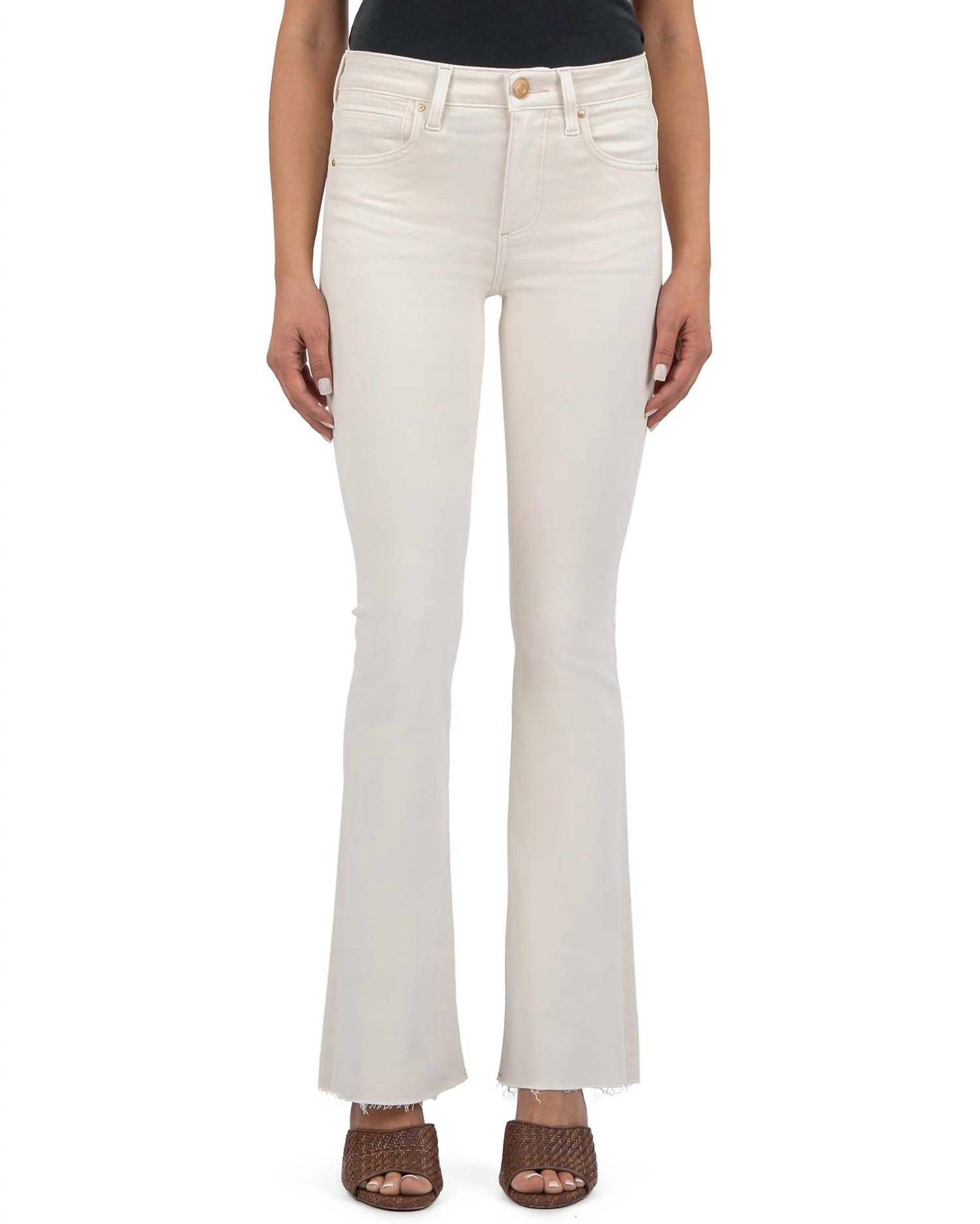 Kut From The Kloth Stella High Rise Flare Jeans In Ecru In White