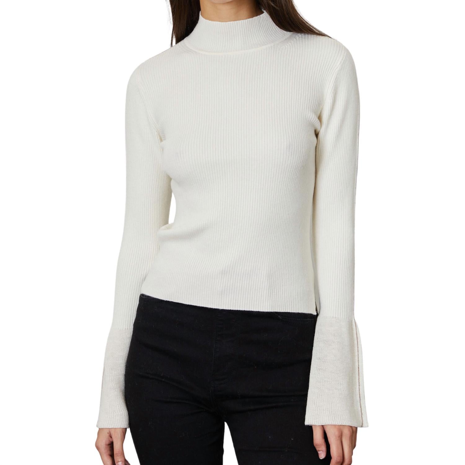 Dh New York Veronica Mock Neck Top In Ivory In Multi