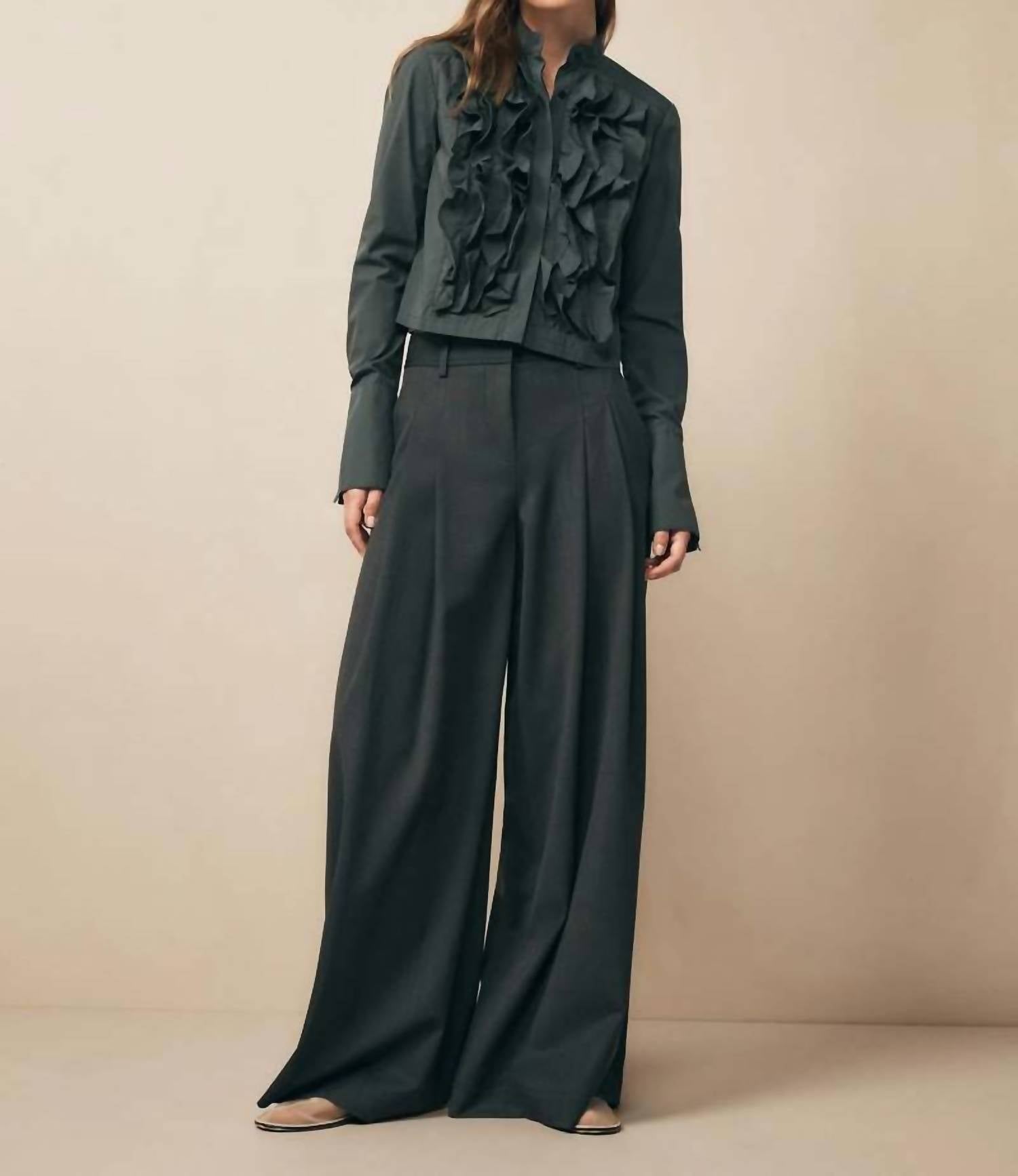 Twp Didi Wide Leg Pant In Military Green In Green