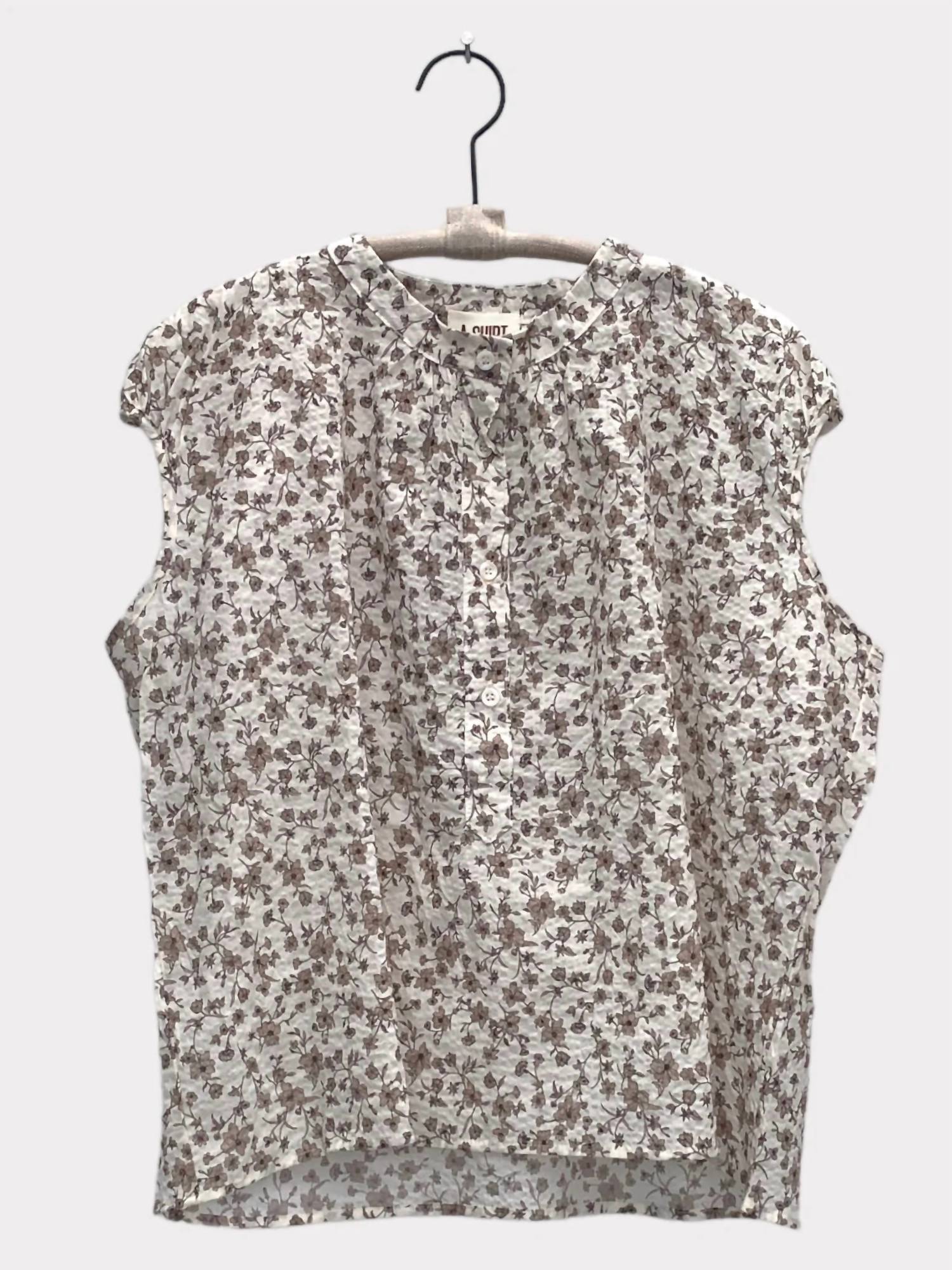 A Shirt Thing Emma Floral Top In Ivory In Multi