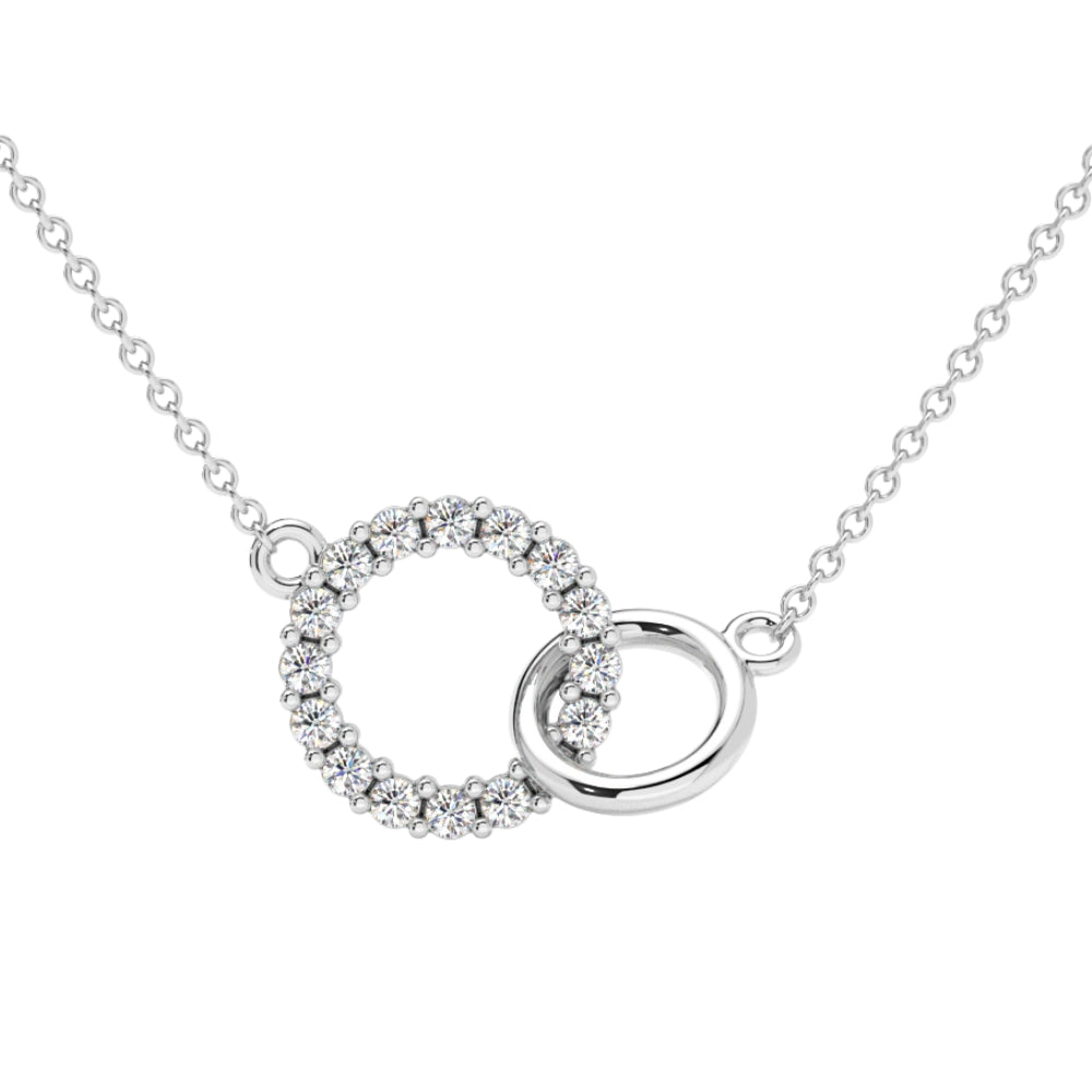 Pompeii3 1/3ct Mini Duet Circle Diamond Necklace 14k Gold Pendant Lab Grown 18" In Multi