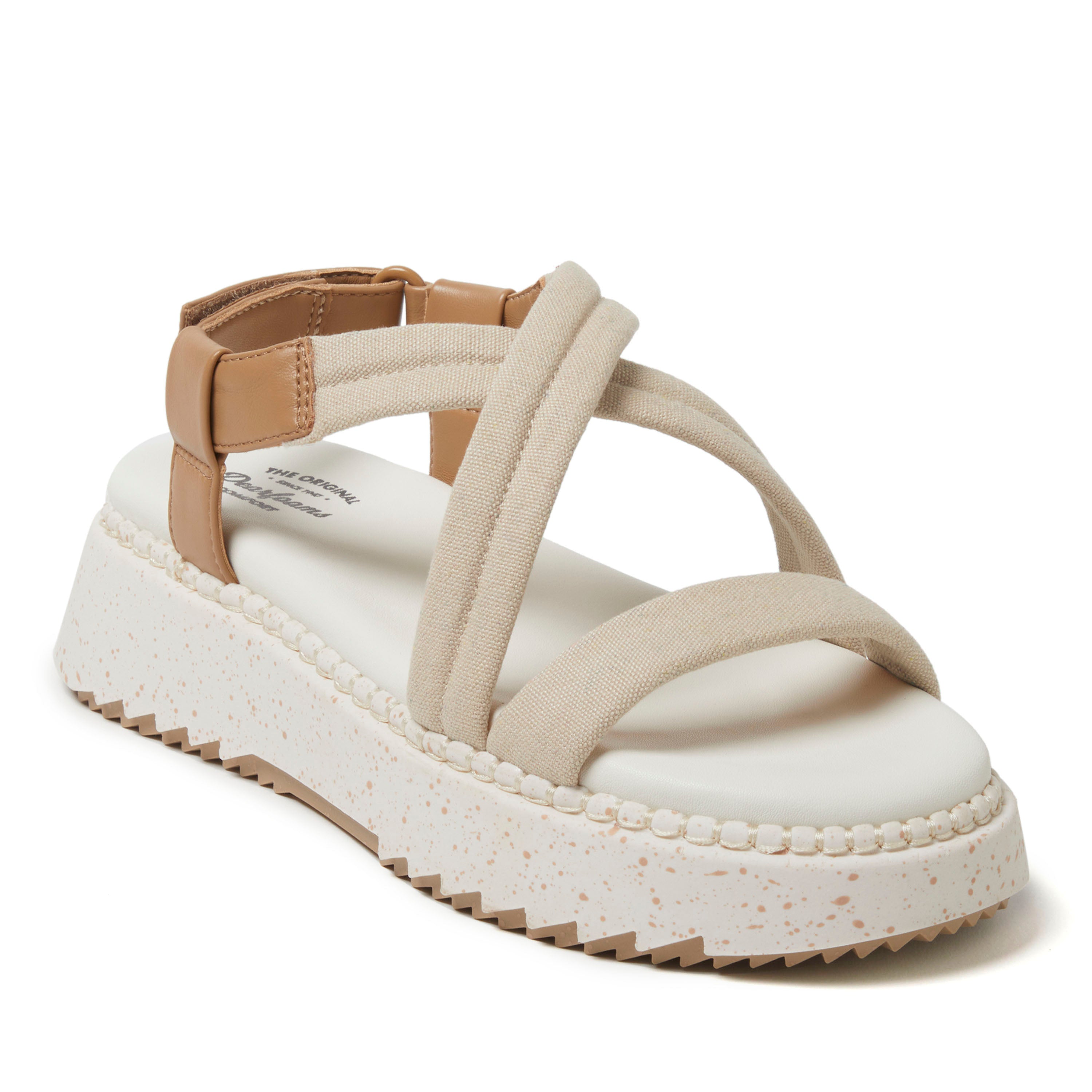 Shop Dearfoams Women's Daylen Adjustable Strap Platform Sandal In White