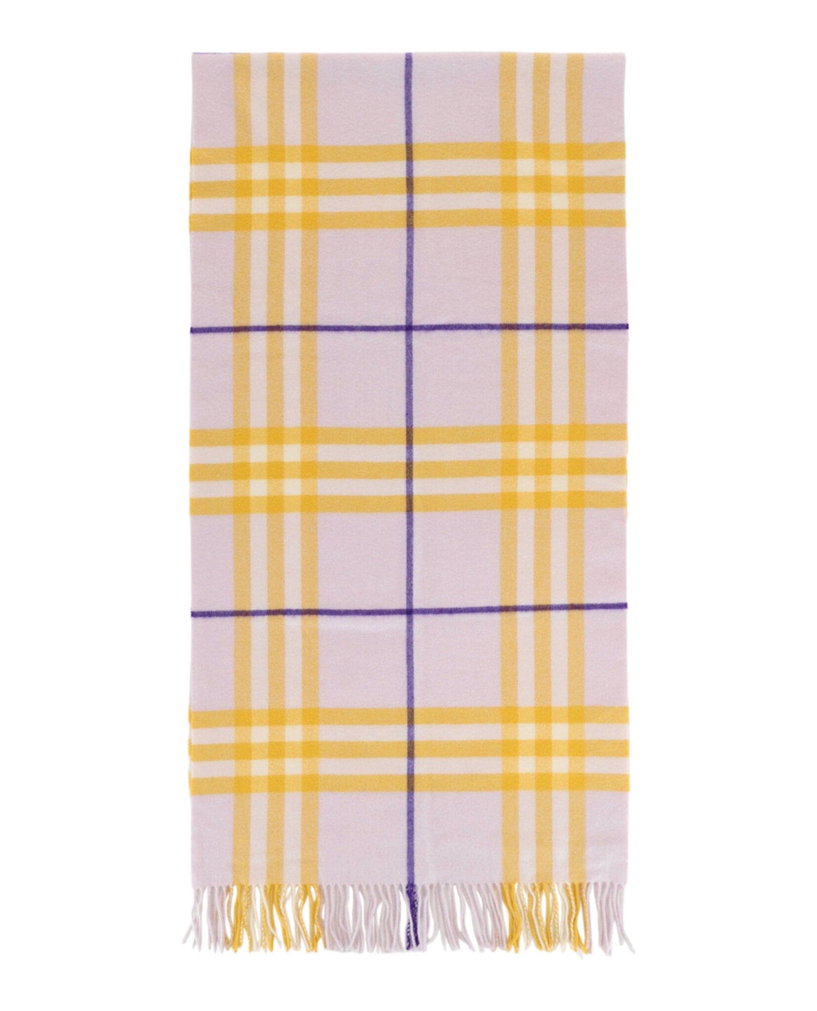 Check-Pattern Fringed Cashmere Scarf