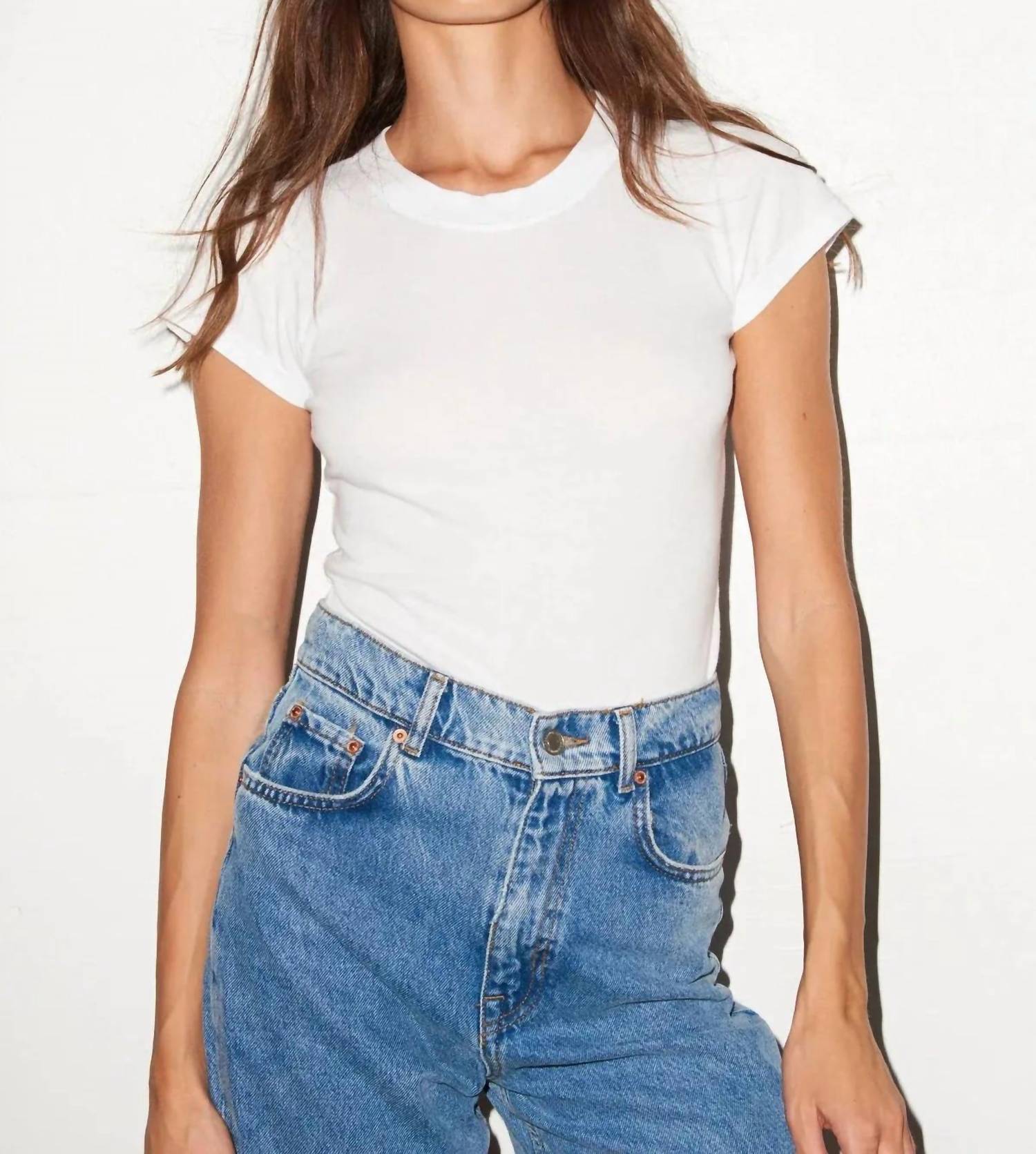 Lna Fitted Classic Cotton Crew Tee In White In White