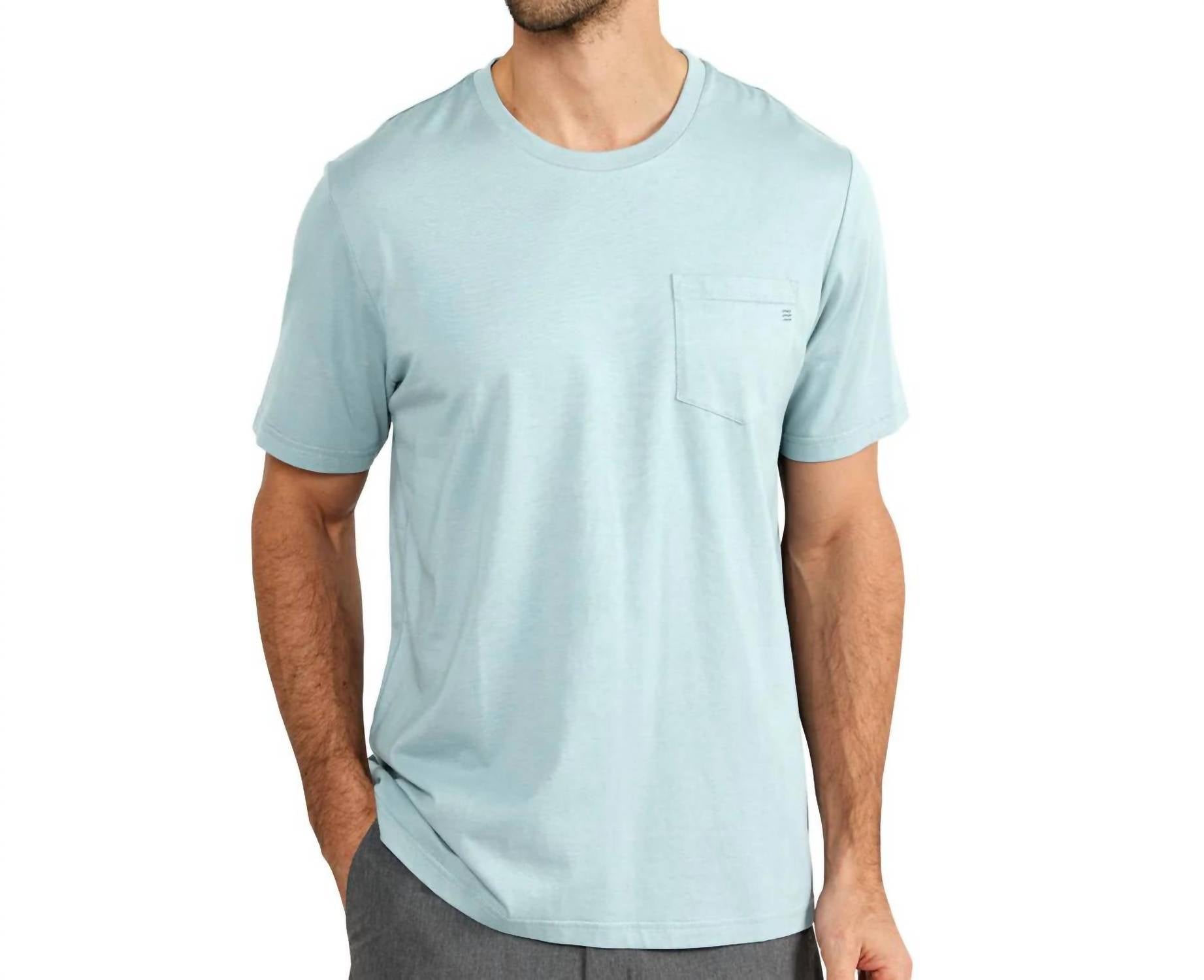 Shop Free Fly Bamboo Heritage Pocket Tee In Flat Blue