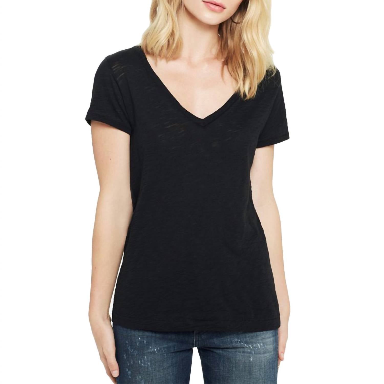 Shop Goldie Classic V Neck Tee In Black