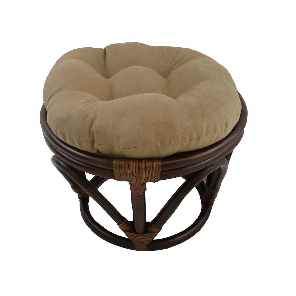 International Caravan Rattan Ottoman With Micro Suede Cushion