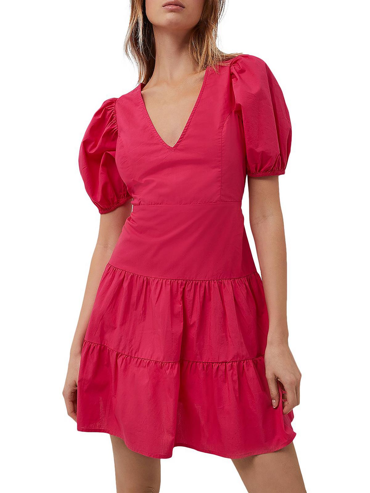 French Connection Birch Womens Open Back Mini Fit & Flare Dress In Pink
