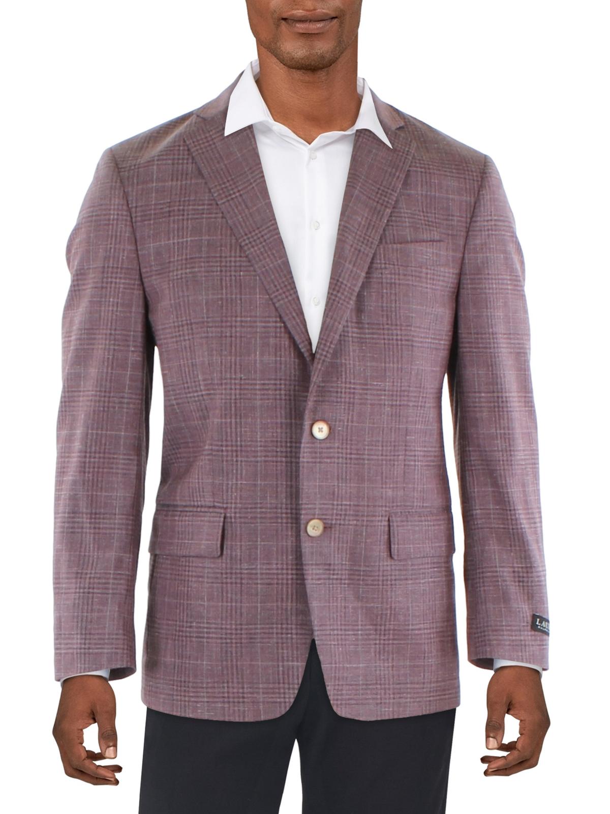 Lauren Ralph Lauren Mens Classic Fit Long Sleeve Two-button Blazer In Pink