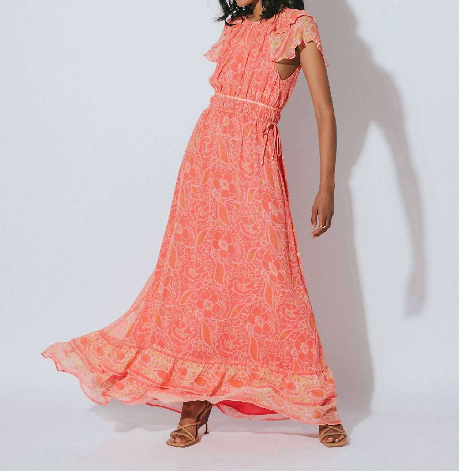 Shop Cleobella Hannah Maxi Dress In Blossom Block Print In Pink