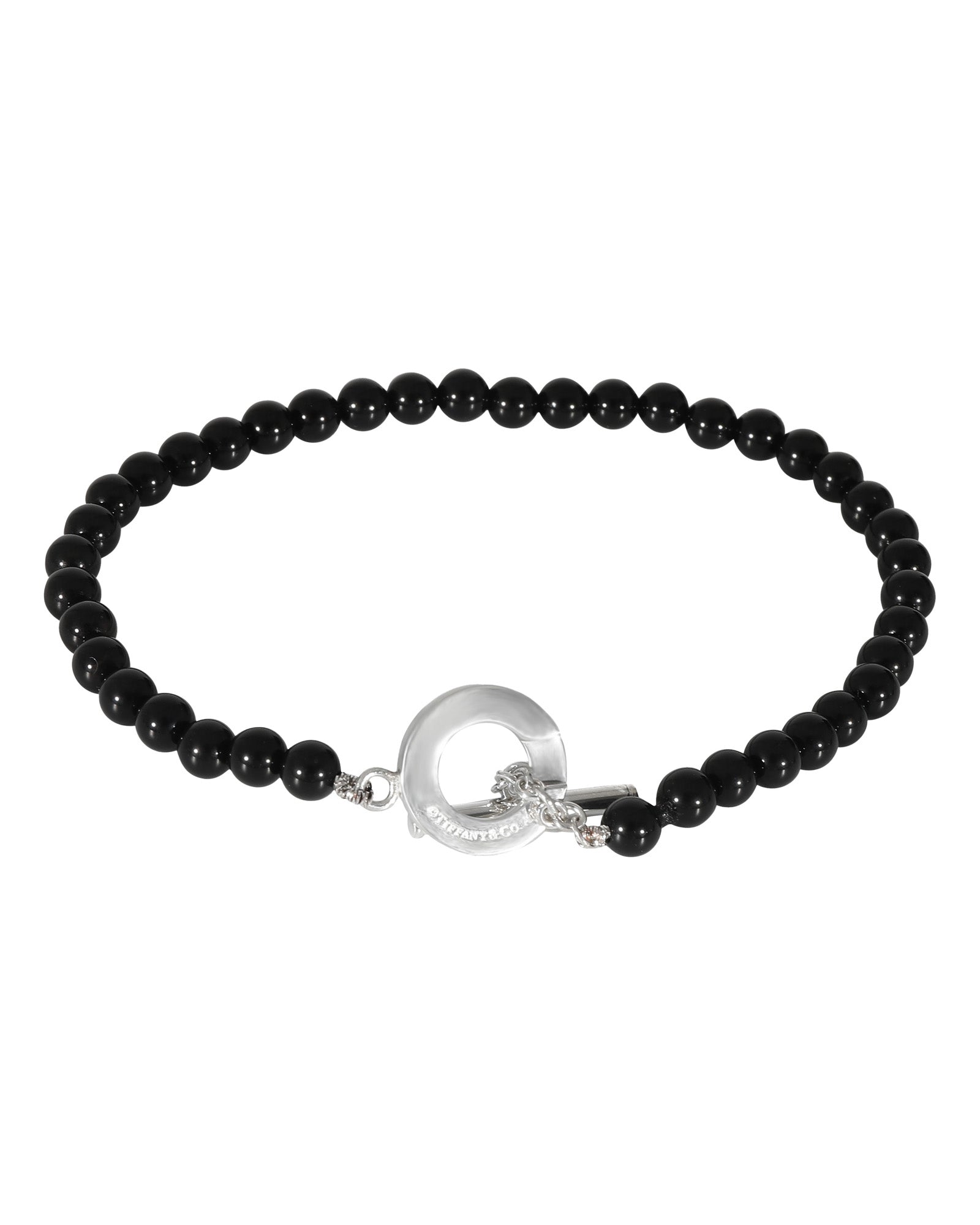 Shop Tiffany & Co Tiffany Onyx Beads Bracelet In Sterling Silver In Black
