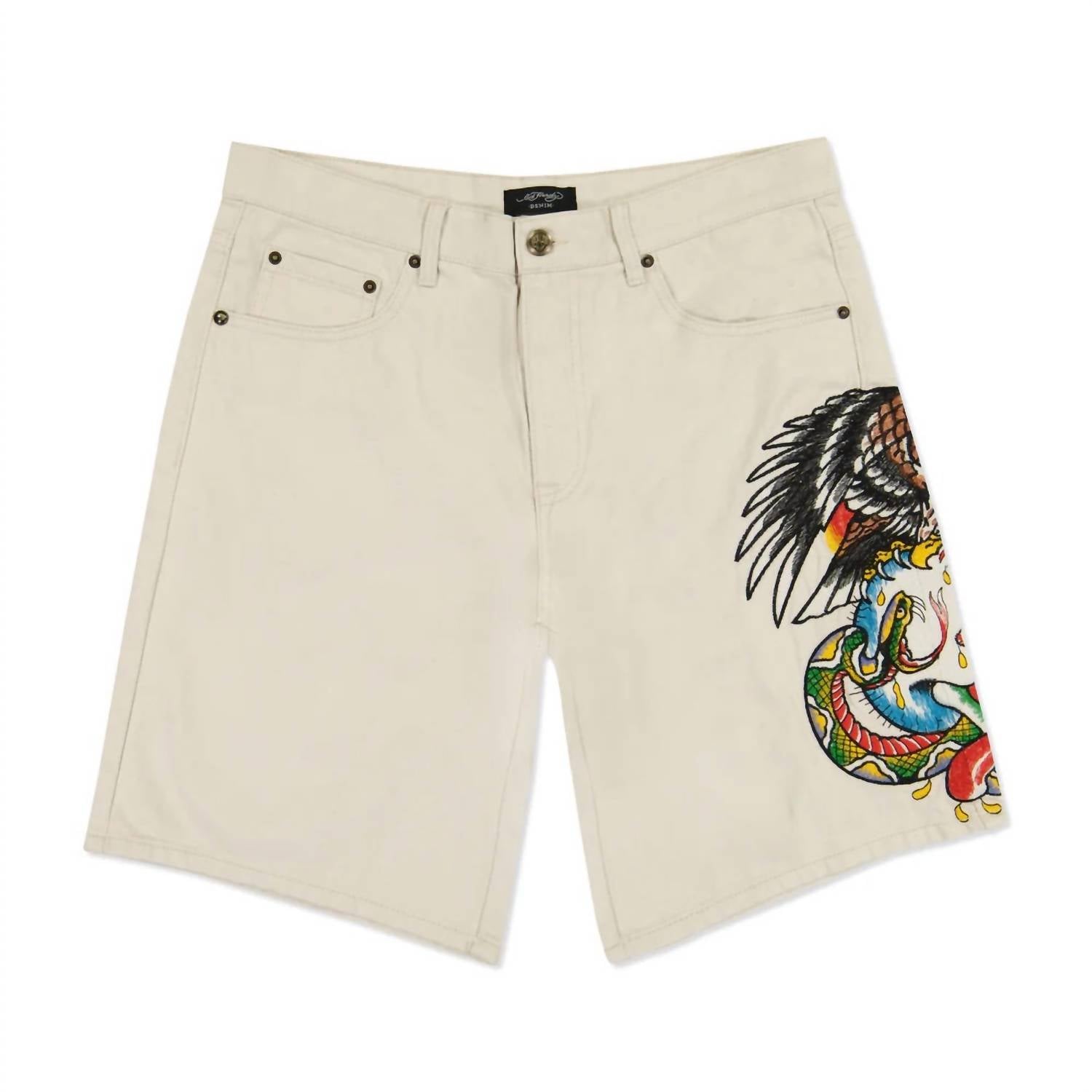 Ed Hardy Men's Battle Skull Skater Short In Khaki In Multi